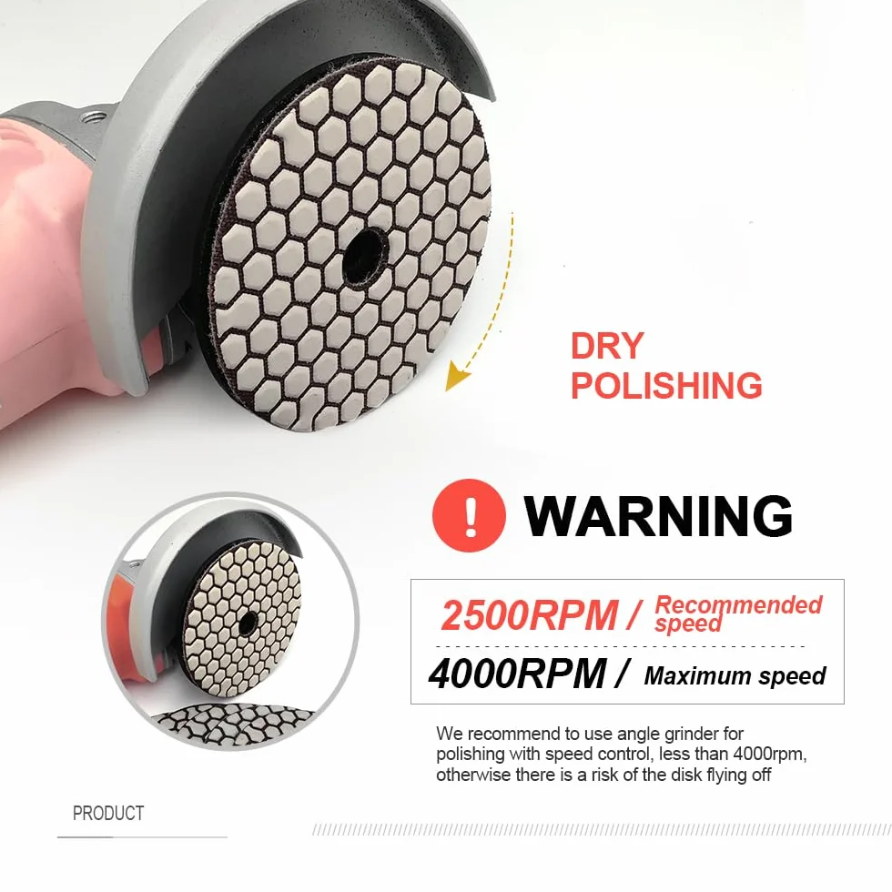 SHDIATOOL Suche diamentowe podkładki polerskie #50 6 sztuk i gumowa podkładka do pieczenia (1 zestaw) z okrągłym trzonkiem 100 mm do betonu, diamentowe tarcze szlifierskie, marmur, granit, polerowanie