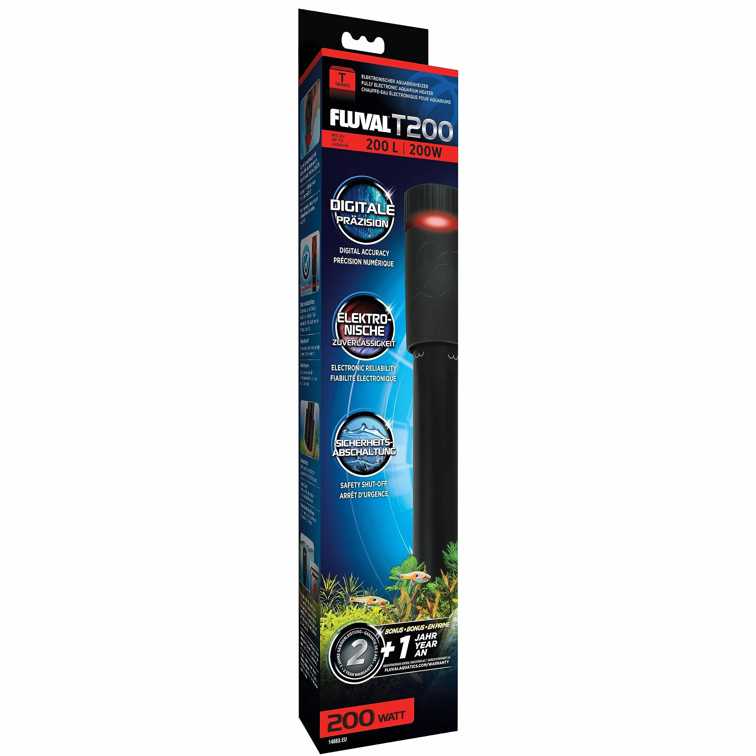 Fluval T200 zanurzalny elektroniczny grzejnik akwariowy, do akwariów do 200 l