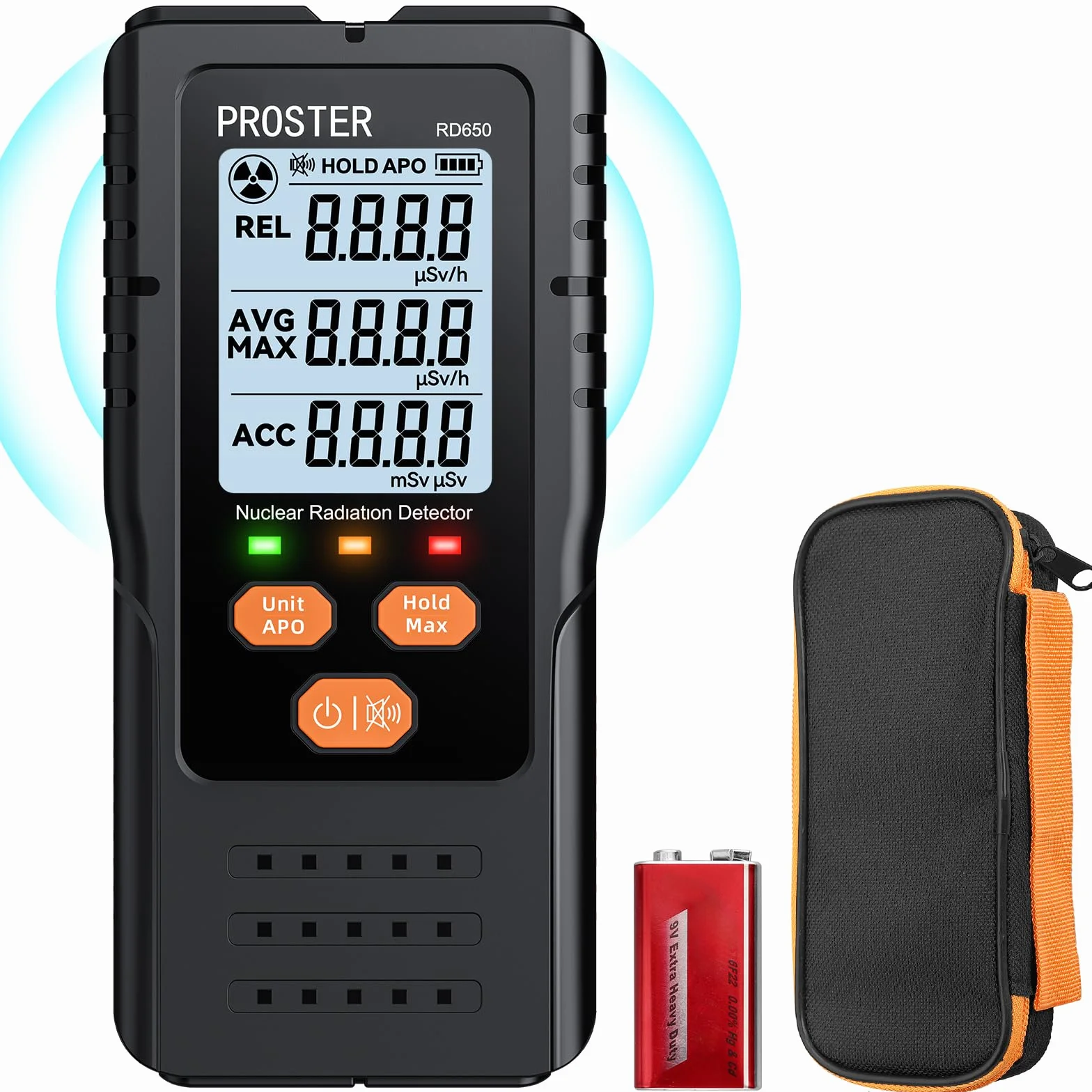 Proster Detektor promieniowania jądrowego, licznik Geigera, dozymetr promieniowania, przenośny detektor promieniowania jądrowego, beta/gamma/X-ray, z kolorowym ekranem HD, inteligentny system alarmowy
