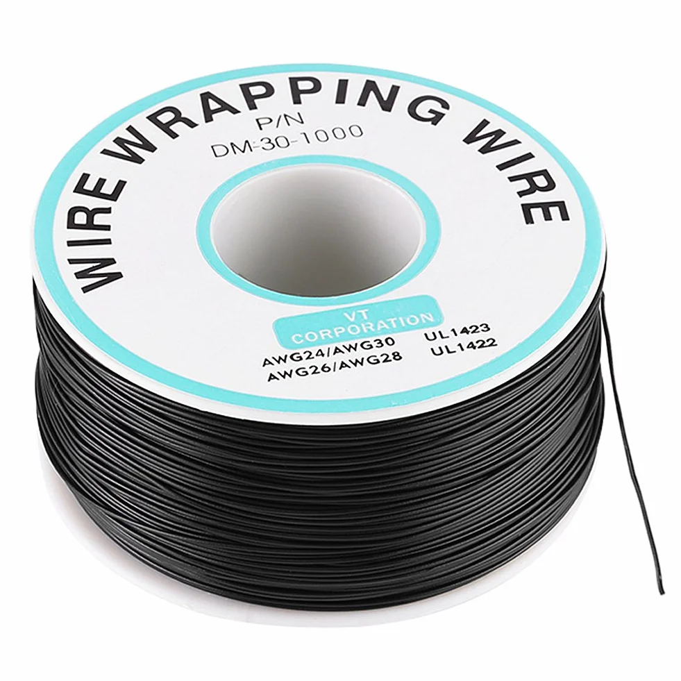 30AWG 0,25 mm ocynowany kabel testowy izolacji z drutu miedzianego czarny 250 metrów