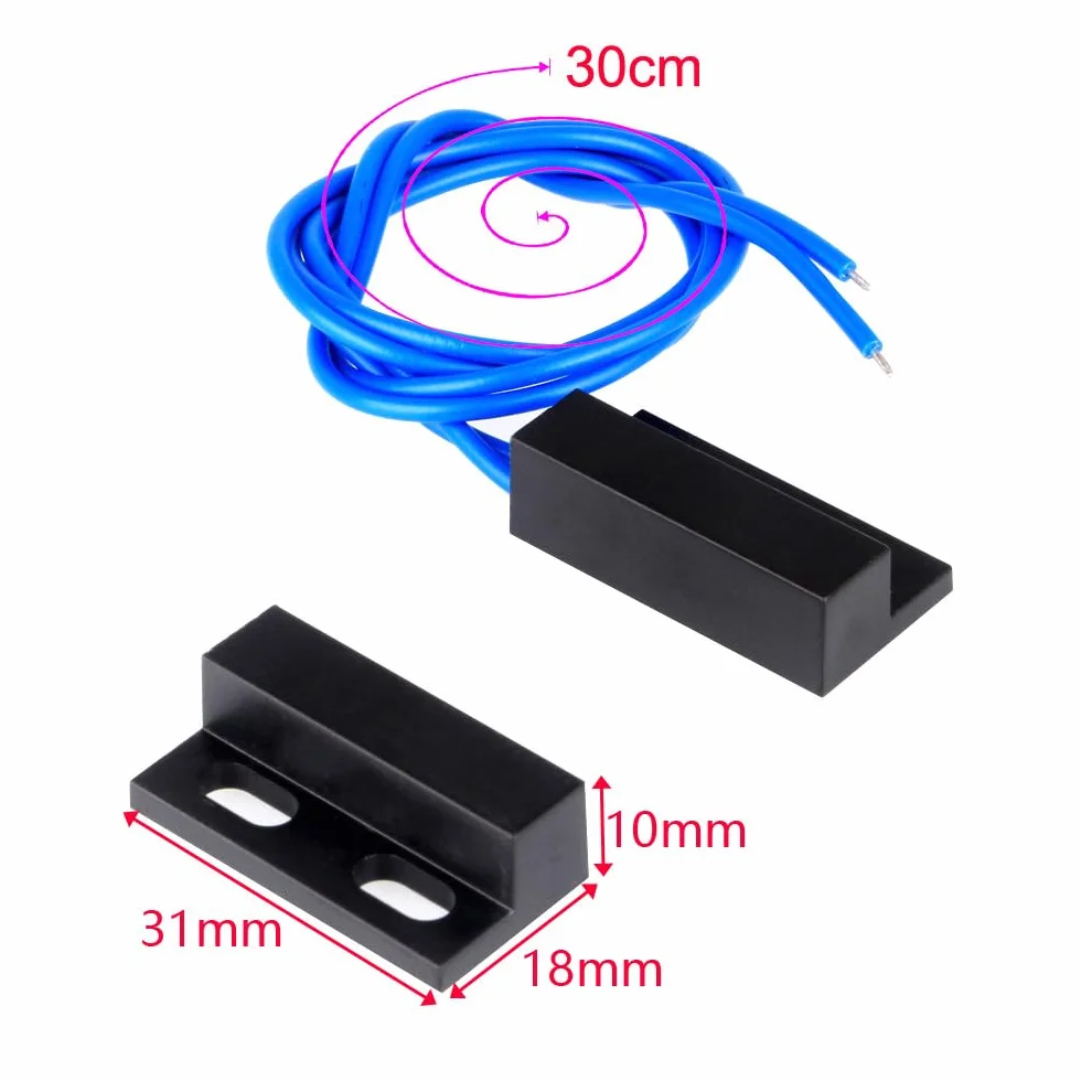 Gebildet Normalnie Otwarty Przełącznik Magnetyczny z Przewodem, 1 Zestaw do Zabudowy Okiennej, Czujnik Kontaktowy, alarm 100V-240V, Magnetyczny Przełącznik Kontaktronowy (obudowa ze stopu aluminium)