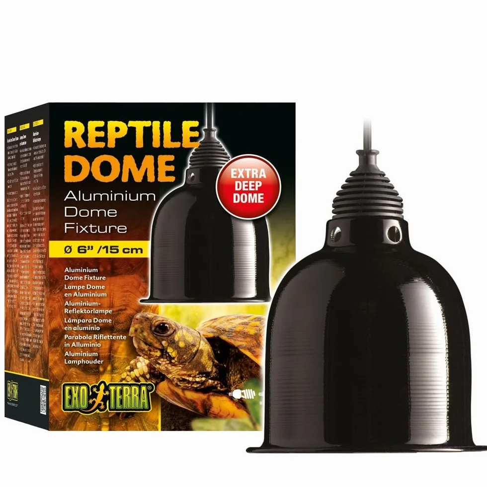 Exo Terra Reptile Dome, aluminiowa lampa reflektorowa, odporna na wysokie temperatury oprawka porcelanowa, nadaje się do lamp do 75 W, oprawka E27, czarna, 1 sztuka (1 opakowanie)