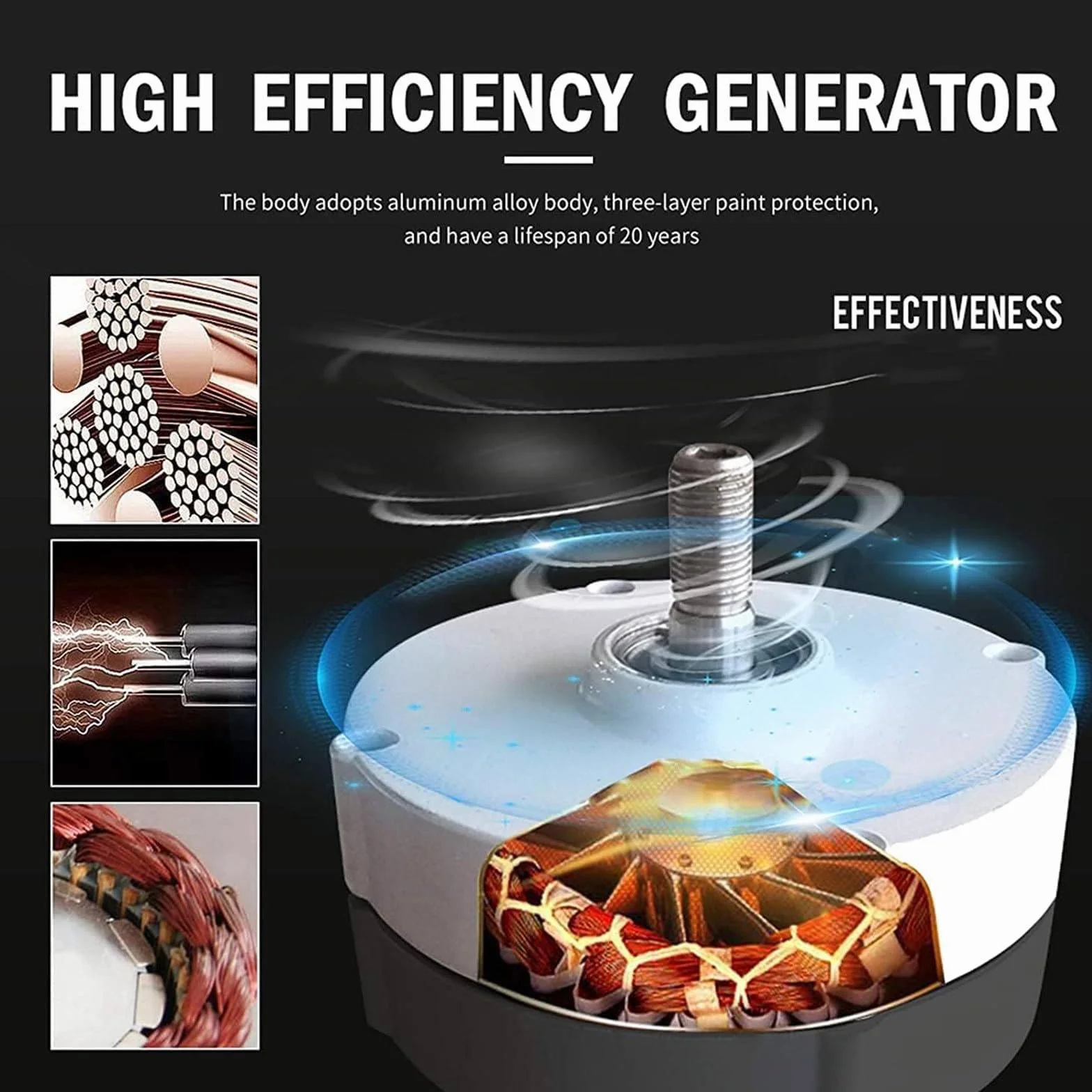 Zestaw generatora turbiny wiatrowej 5000 W, 12 V 24 V 48 V 220 V przenośny pionowy zestaw generatora turbiny wiatrowej, 3-łopatkowy zestaw generatora wiatrowego z regulatorem ładowania,48V