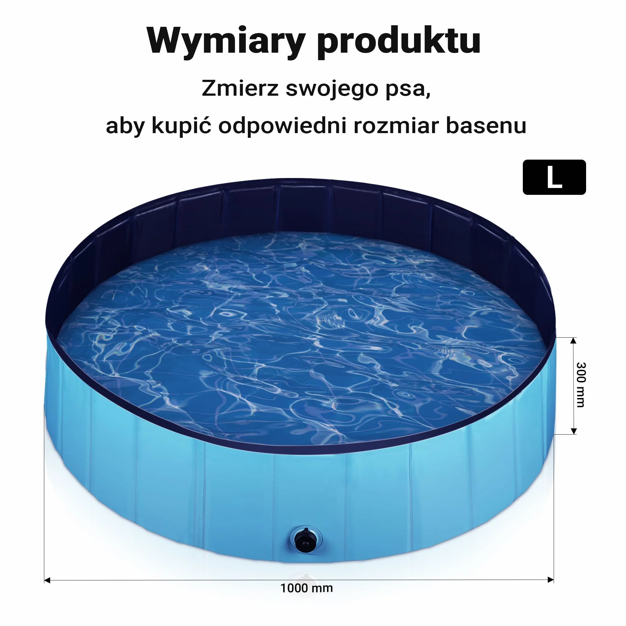 Fudajo Basen dla psa o wymiarach 100 x 30 cm, składany basenik ogrodowy z wzmocnioną krawędzią i antypoślizgowym spodem