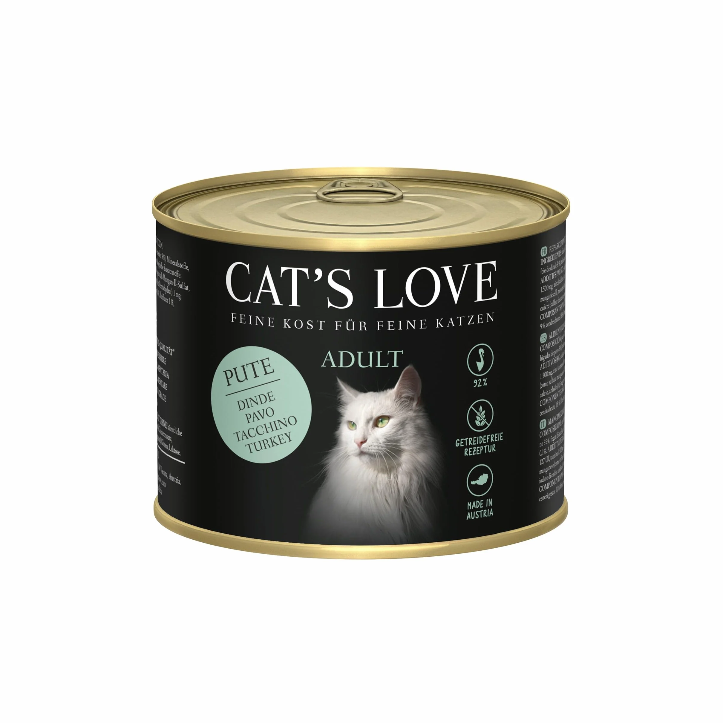 Cat'S Love | Mokra karma dla kotów | Różnorodność puszek | 12 x 200 Gr | Bez zbóż i sztucznych dodatków (12x200 Gr, indyk)