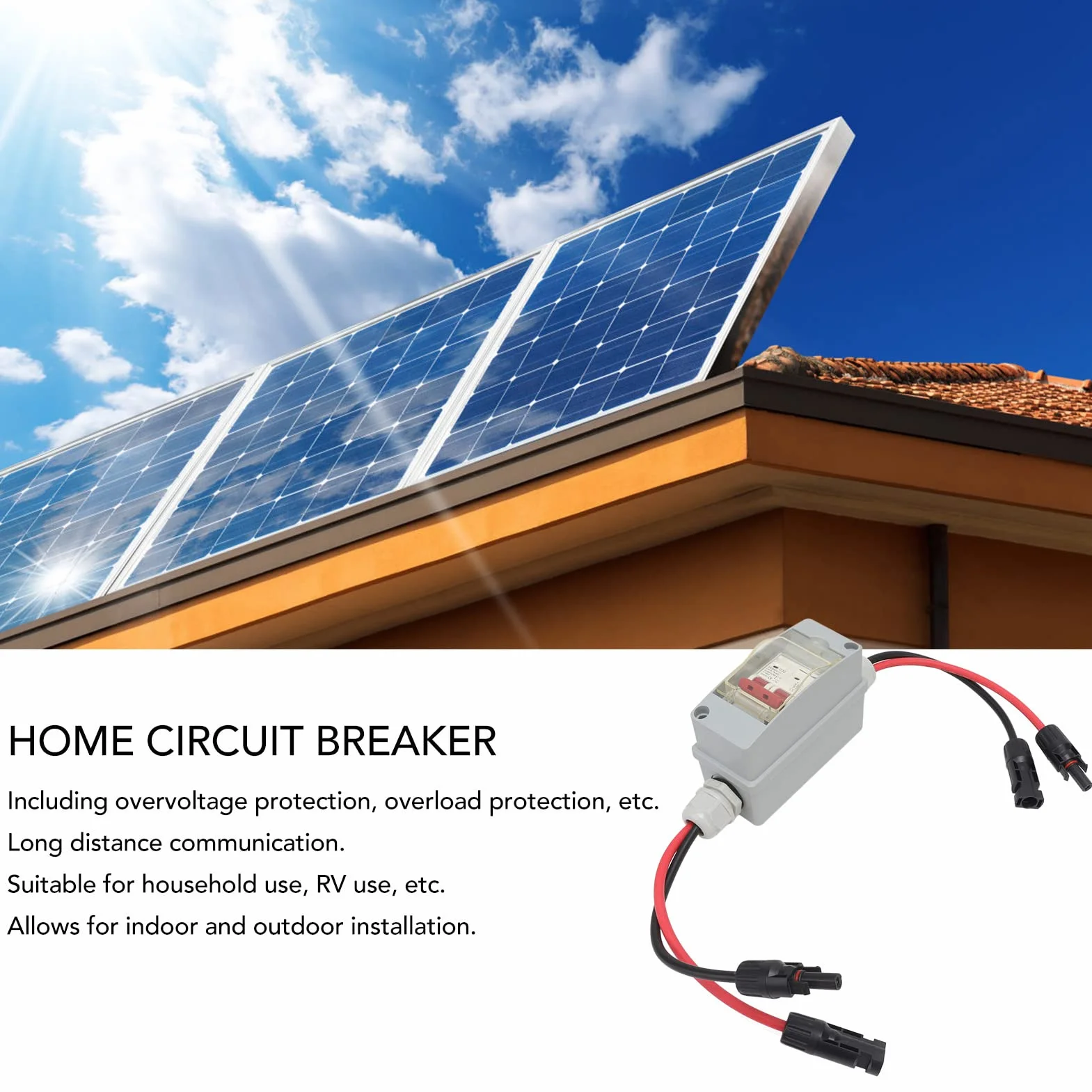 32A 500V PV DC Odłącznik, MCB 2P Prąd Słoneczny Zlewozmywak Przełączający Przełącznik Powietrza, Miniaturowy Wyłącznik Automatyczny z wodoodporną skrzynką rozdzielczą IP65 do Panel (Z kablem i złączem PV)