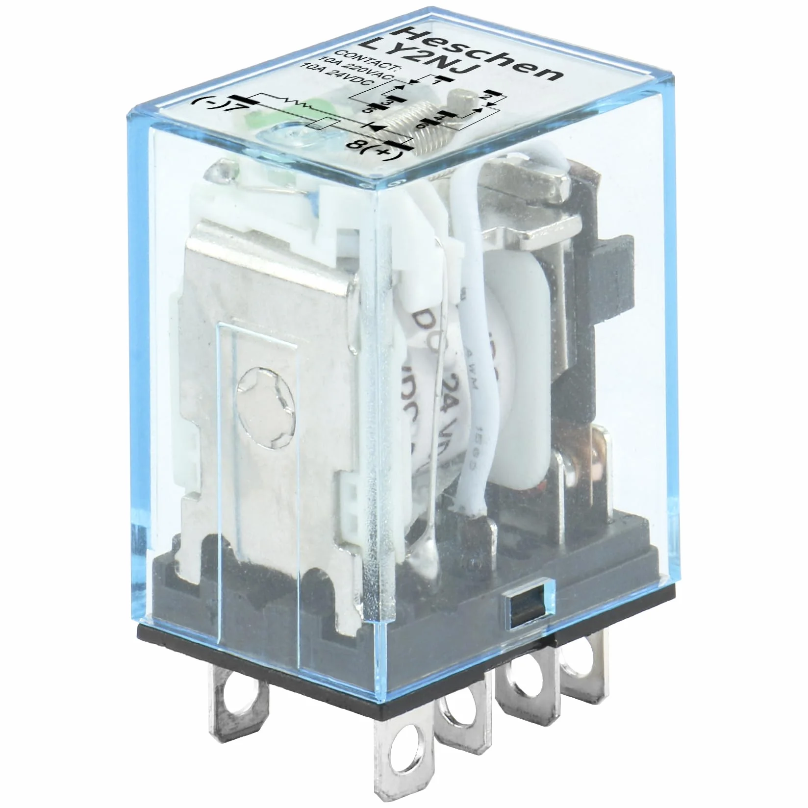 Heschen Przekaźnik zewnętrzny LY2NJ 24 VDC 10 A DPDT LED
