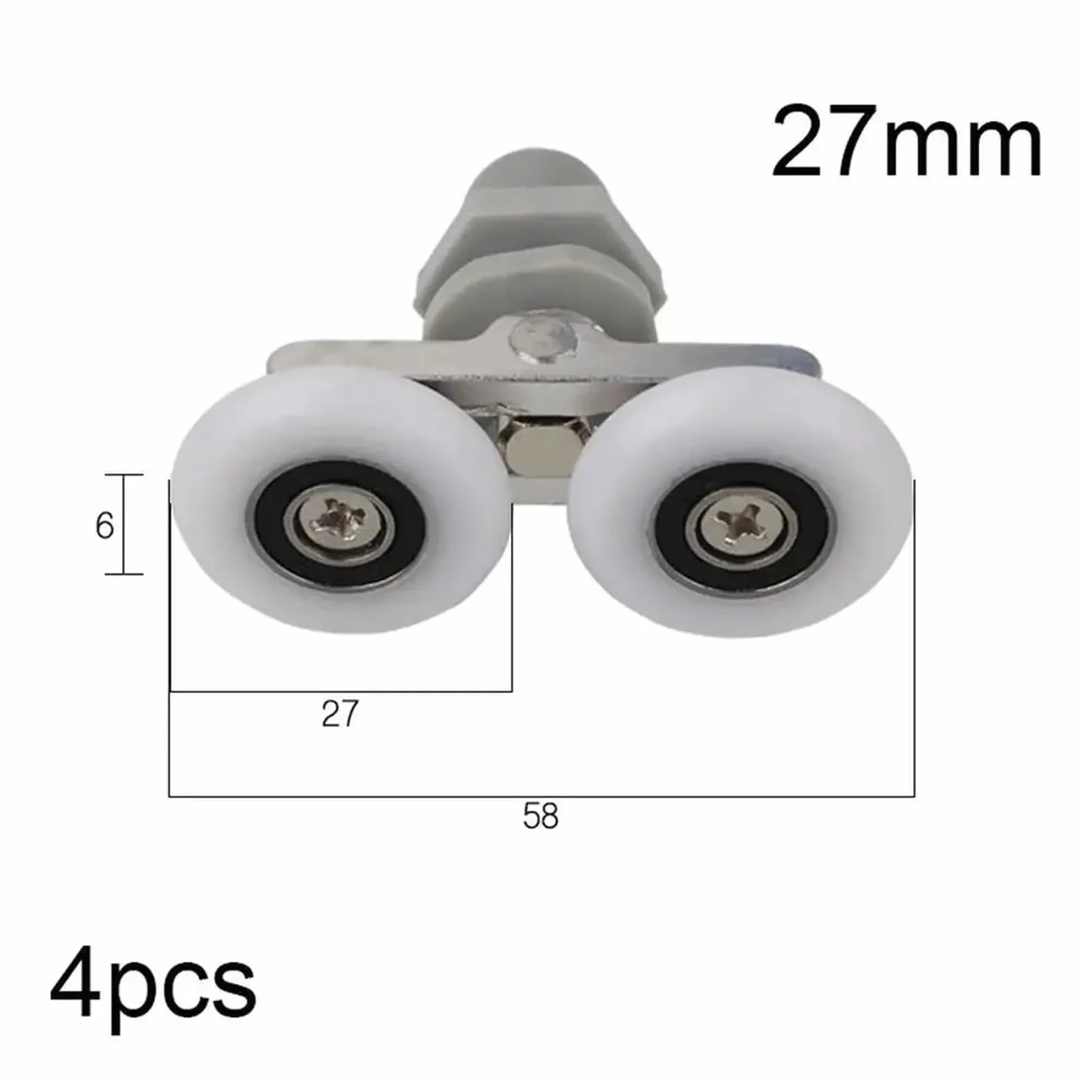 Przesuwne drzwi prysznicowe Rolki kółkowe Prowadni Rolki do drzwi prysznicowych, zestaw 4 szt., średnica 19-27 mm(19mm)
