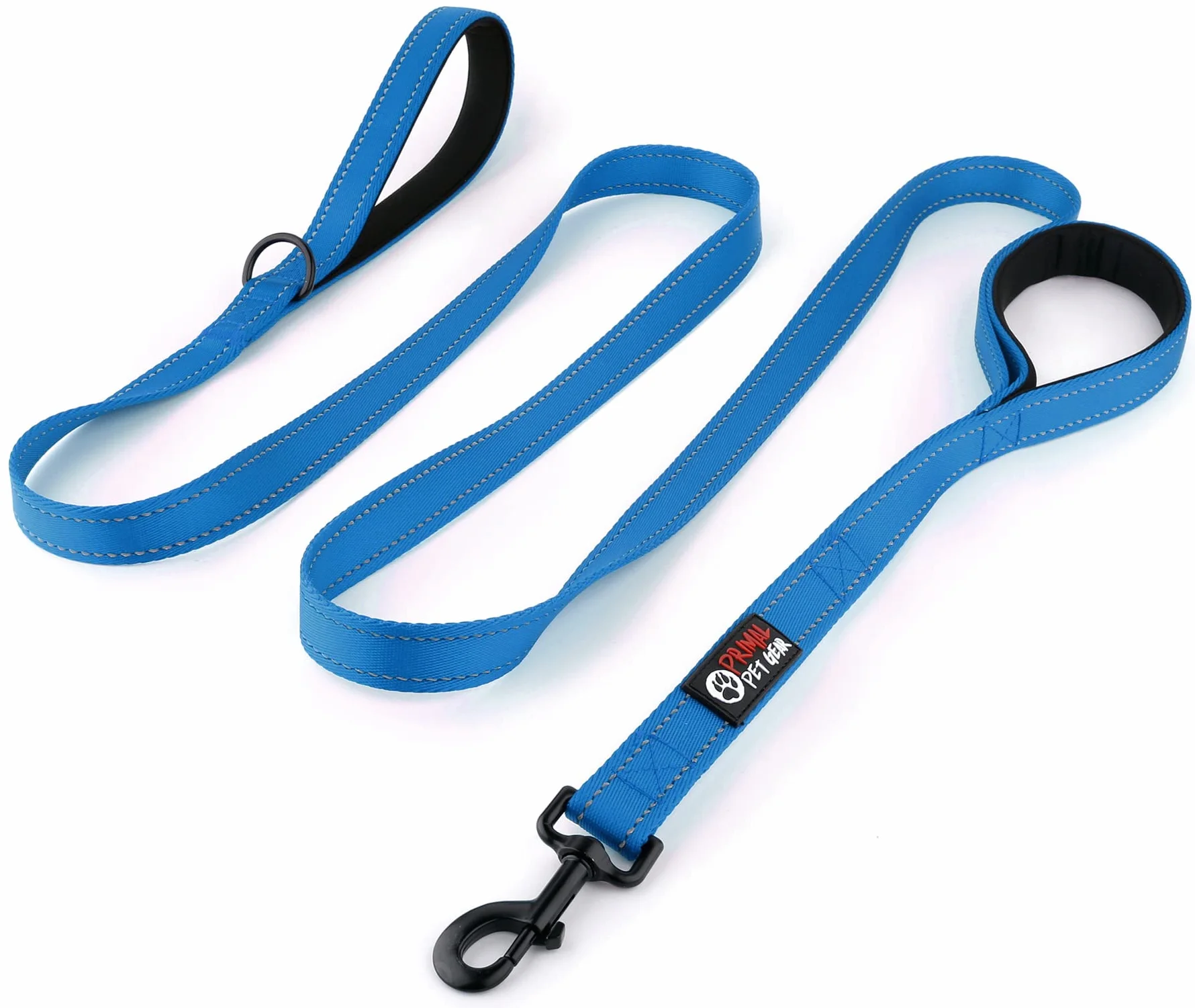 Primal Pet Gear Smycz dla psa o długości 2,4 m, niebieska, wyściełana ruchem, dwa uchwyty, wytrzymała, podwójne uchwyty do treningu kontroli bezpieczeństwa, smycze dla dużych psów lub średnich psów, podwójne uchwyty
