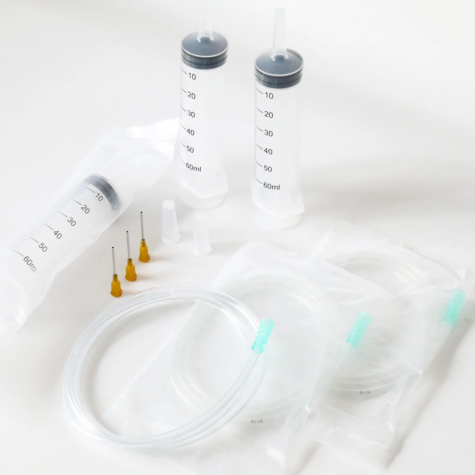 3-pak strzykawek 50 ml (60 ml) z tubką – plastikowe strzykawki dozujące wielokrotnego użytku z adapterami i dyszami do napełniania płynami, podlewania roślin, karmienia zwierząt domowych