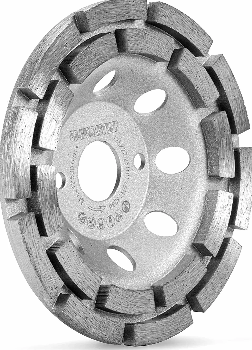 Zestaw 2 szlifierek diamentowych Ø 125 mm x 22,2 mm 2 rzędy do betonu granitu kamienia