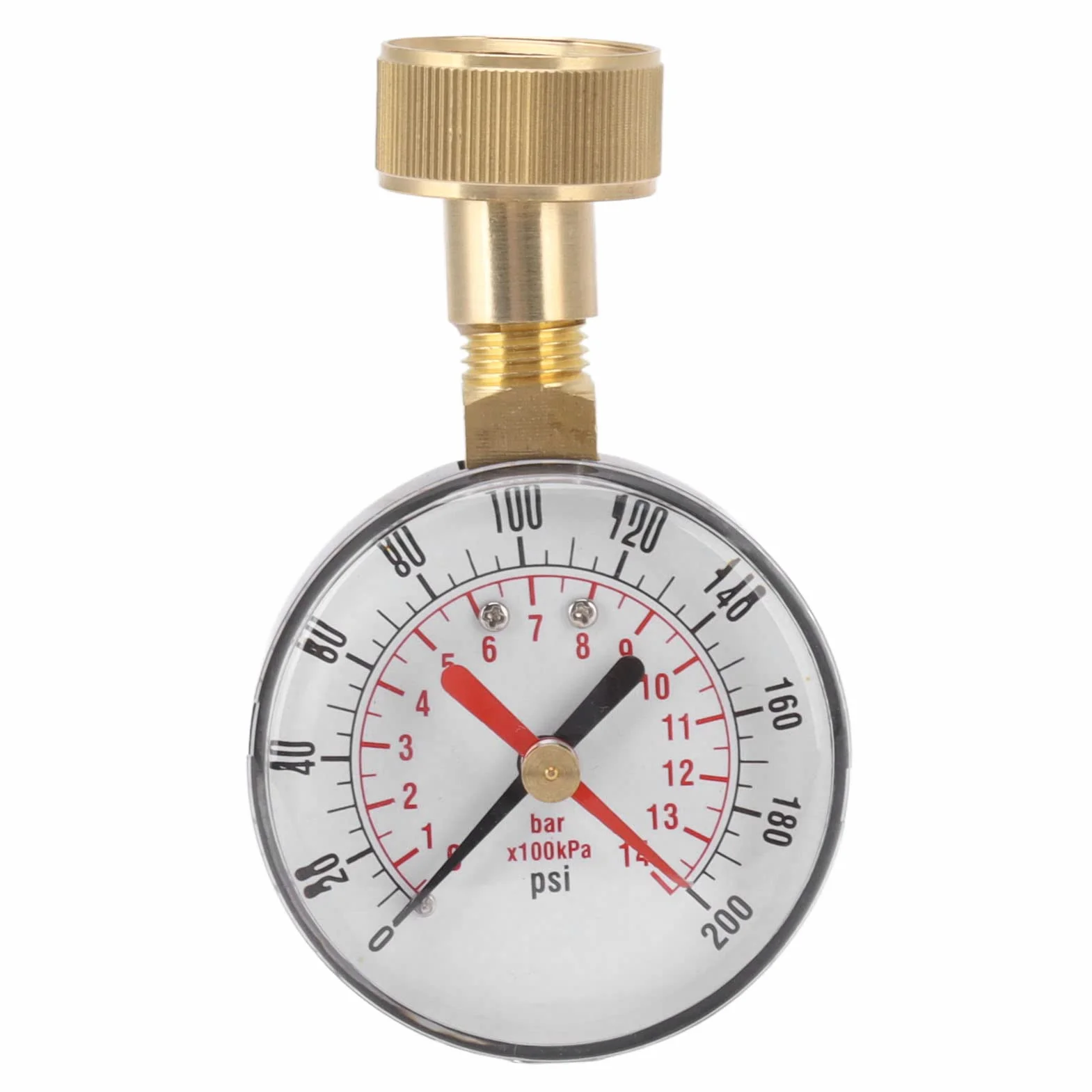 Manometr 0-200 Psi, Miernik Ciśnienia Wody ze Stopu Aluminium z żeńskim Gwintem Węża 3/4 do Wymiany w Celu Wymiany Domowej Wody Pitnej, Rura Domowa