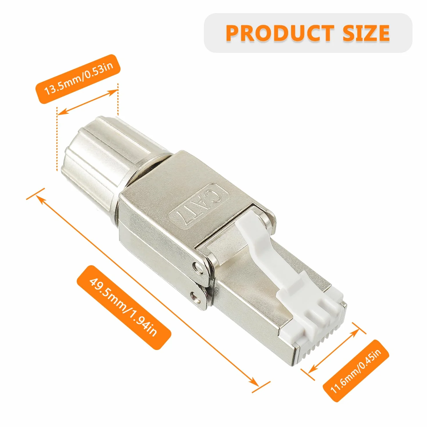 RJ45 wtyczka sieciowa CAT7 LSA ekranowana, 10 Gbps, pozłacana, Gigabit Connector beznarzędziowa do kabli instalacyjnych CAT7 CAT6a (4 sztuki)