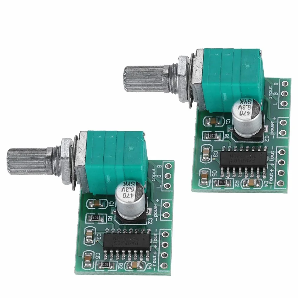 PAM8403 dwukanałowy wzmacniacz audio stereo DC 5V z potencjometrem, 2 szt.