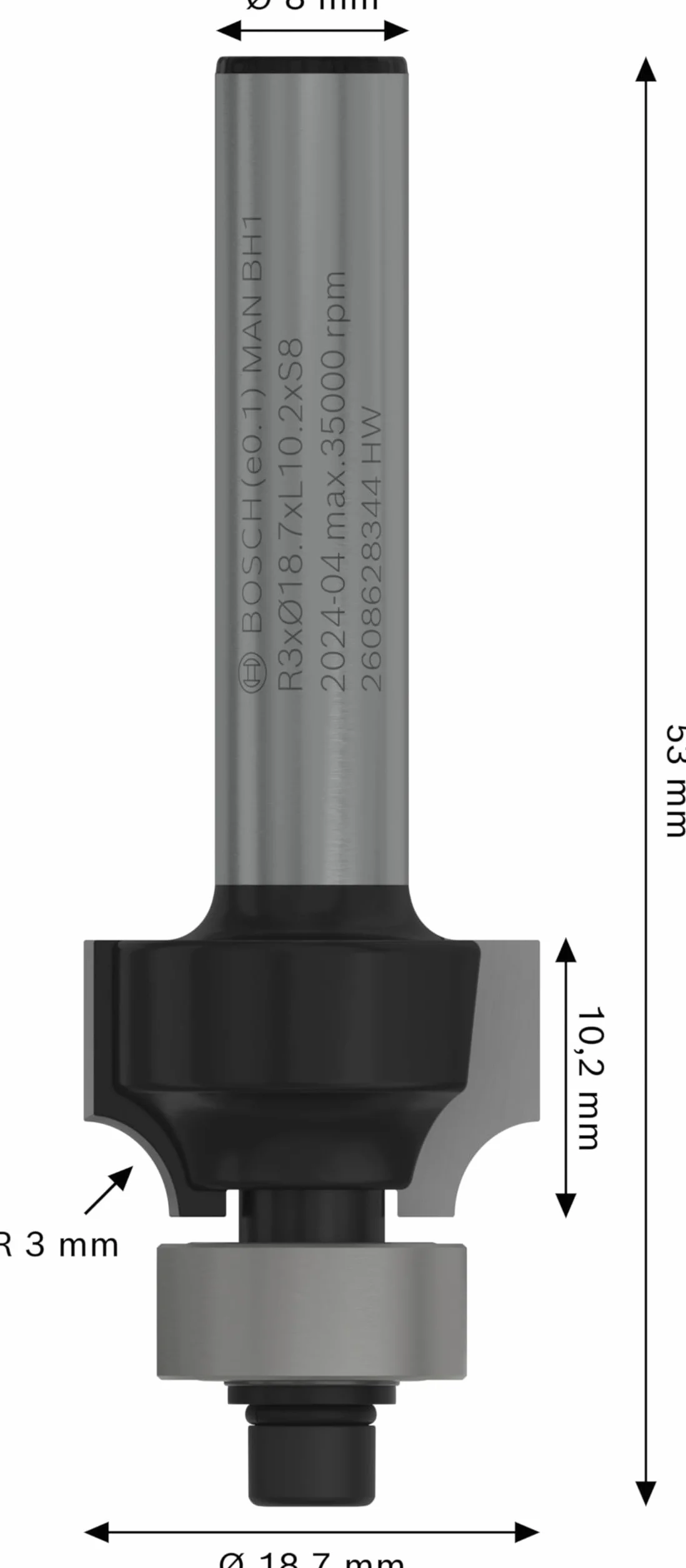 Bosch Frez PRO do zaokrągleń Ø 18,7 mm, Frez ręczny krawędziowy