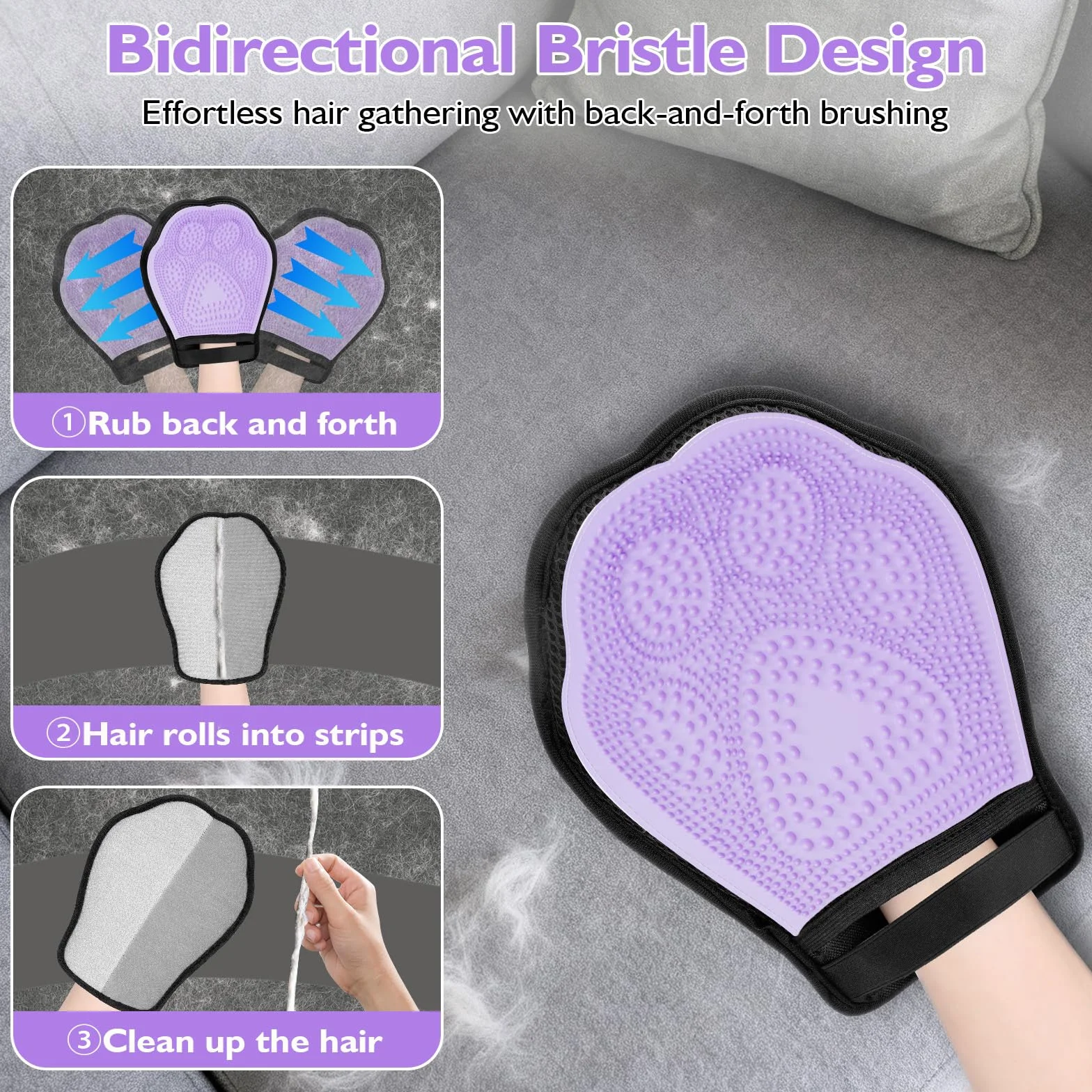 Rękawica do Czyszczenia Sierści - Rękawica do Czesania, Reusable Pet Hair Remover, Stronami do Usuwania Sierści z Ubrań, Sofy, Dywanów