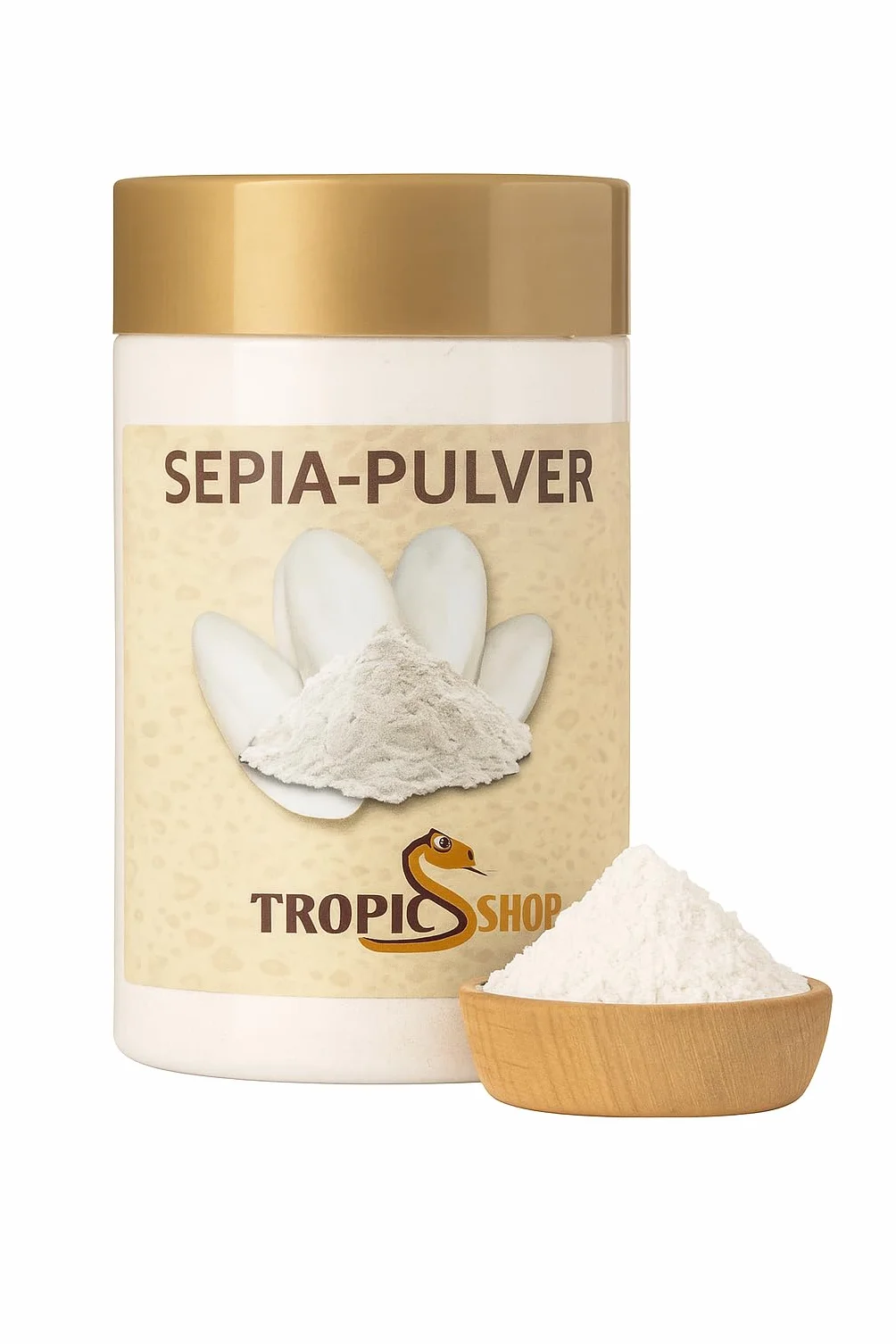 Tropic Shop Sepia proszek 250 g – naturalny wapń dla gadów, żółwi i ptaków – drobno zmielony, idealny do zapylania paszy – bardzo wydajny