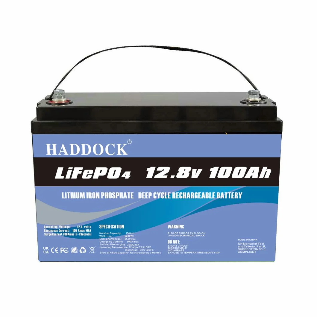 LiFePO4 akumulator litowo-jonowy, 12 V, 100 Ah, akumulator litowo-żelazowo-fosforanowy, wbudowany BMS, do zestawu solarnego, łodzi, kampera, samochodu golfowego, SUVa