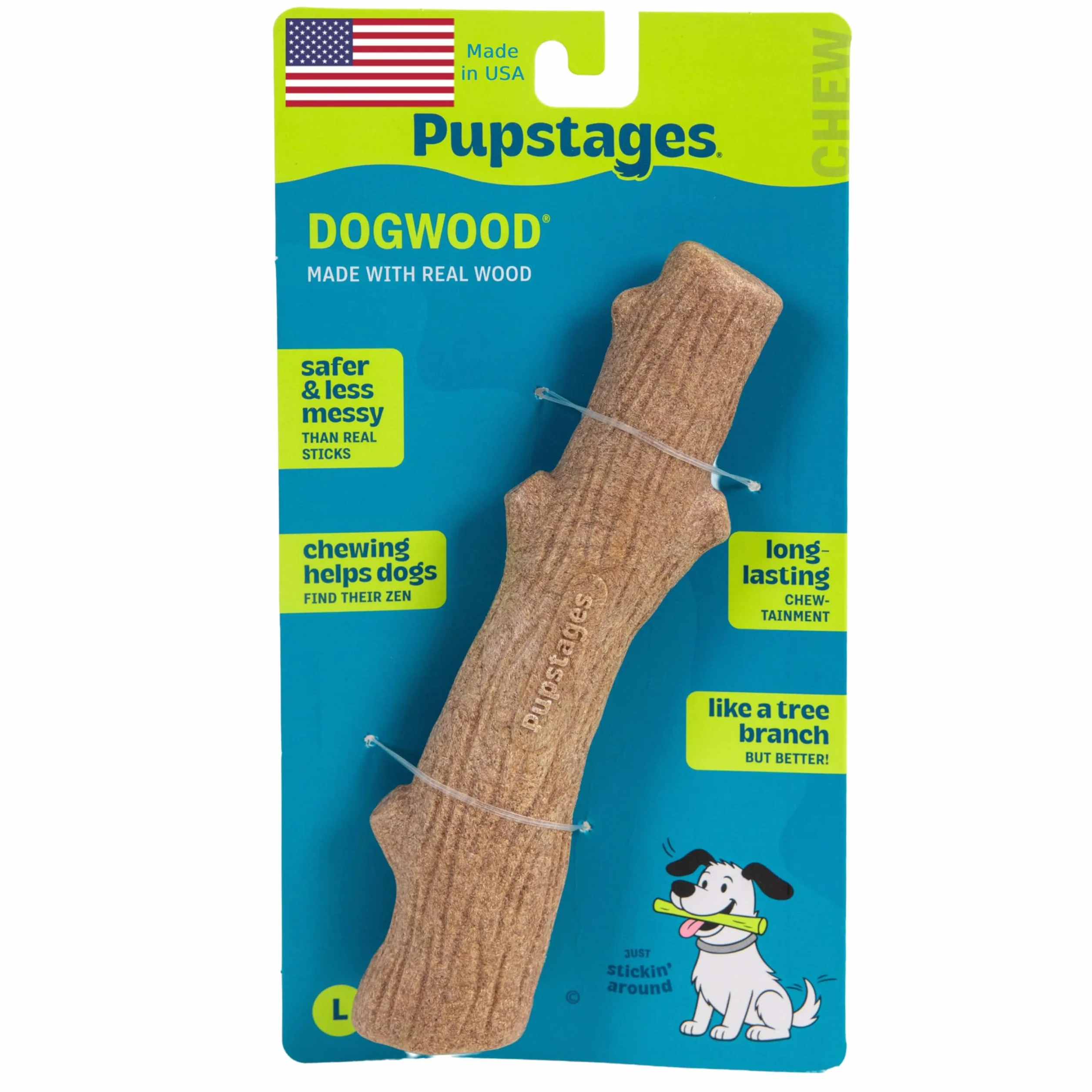 Petstages Dogwood - Zabawka do gryzienia dla psa - alternatywa dla patyków - kolor brązowy - rozmiar L