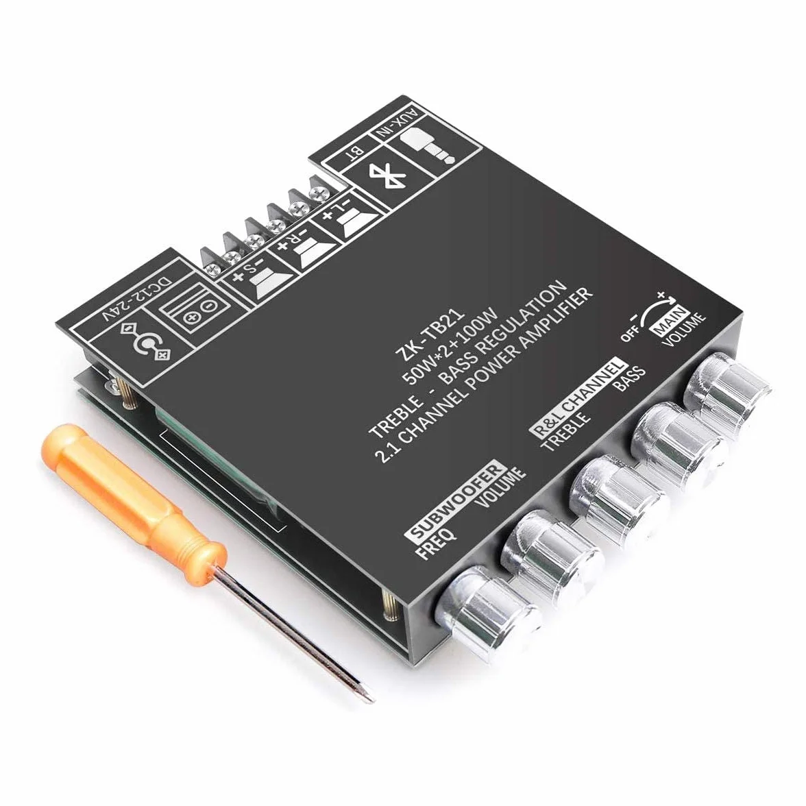 WANGCL 2.1-kanałowa płyta wzmacniacza subwoofera TPA3116 2x50W+100W Bluetooth AUX DC 12-24V