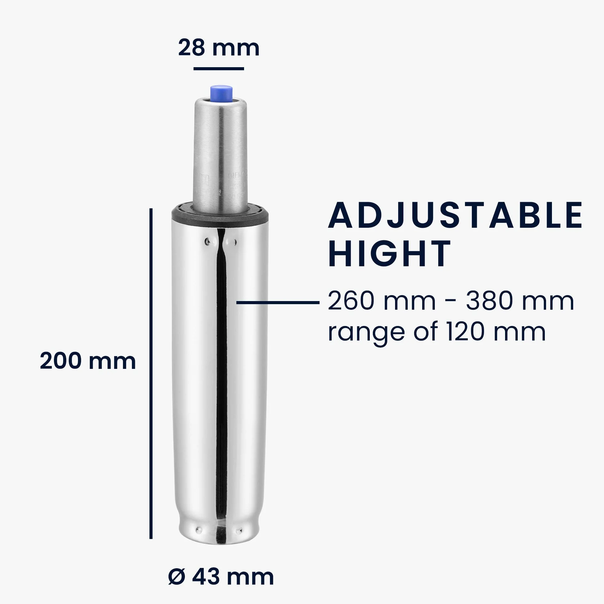 kwmobile Sprężyna dociskowa 200 mm do krzesła biurowego Wymiana tłoka regulowana wysokość 260-380 mm obciążenie maks. 200 kg