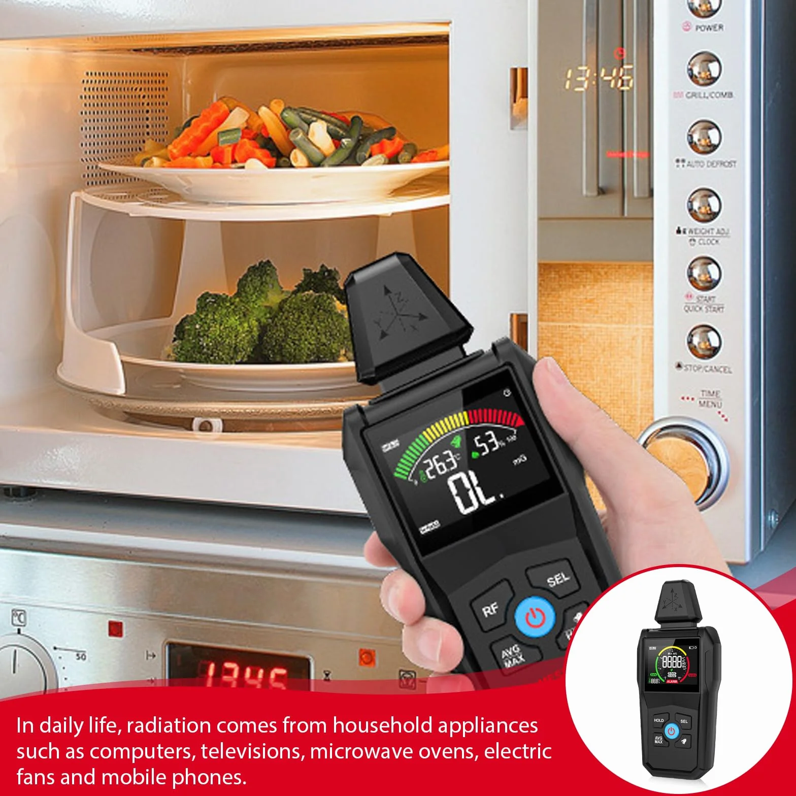 EMF miernik promieniowania elektromagnetycznego 5 w 1 cyfrowy detektor EF MF RF do WiFi 5G