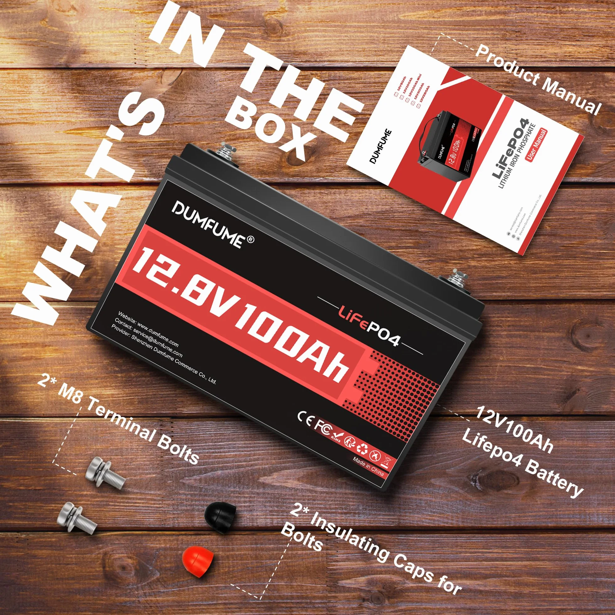 12V 100Ah Bateria Litowa LiFePO4 z BMS 100A, Do 15000 Cykli, 1.28kWh, Wysoka Gęstość Energii, Idealna do Kamperów, Przyczep Kempingowych, Kampingu i Zastosowań Off-Grid
