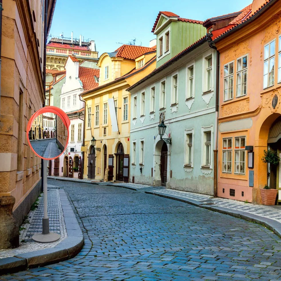 Lustro wypukłe 45 cm okrągłe lusterko drogowe szerokokątne z uchwytami montażowymi