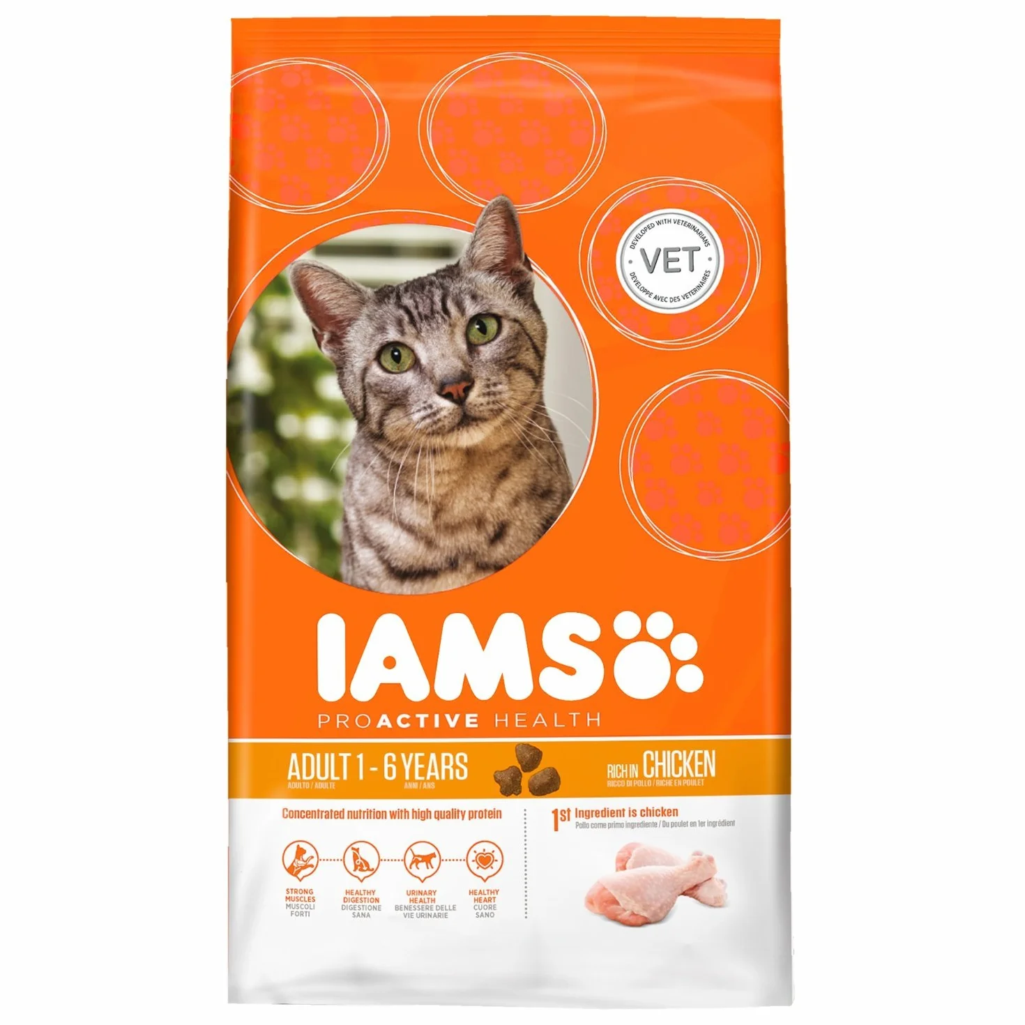 IAMS - Karma premium dla dorosłych kotów wzbogacona o prebiotyki, Omega 3, witaminy i minerały - Pełna i zrównoważona karma - Bogata w Roti - 10 kg | Sucha karma dla kotów dla dorosłych kotów z wysokiej jakości białkiem zwierzęcym
