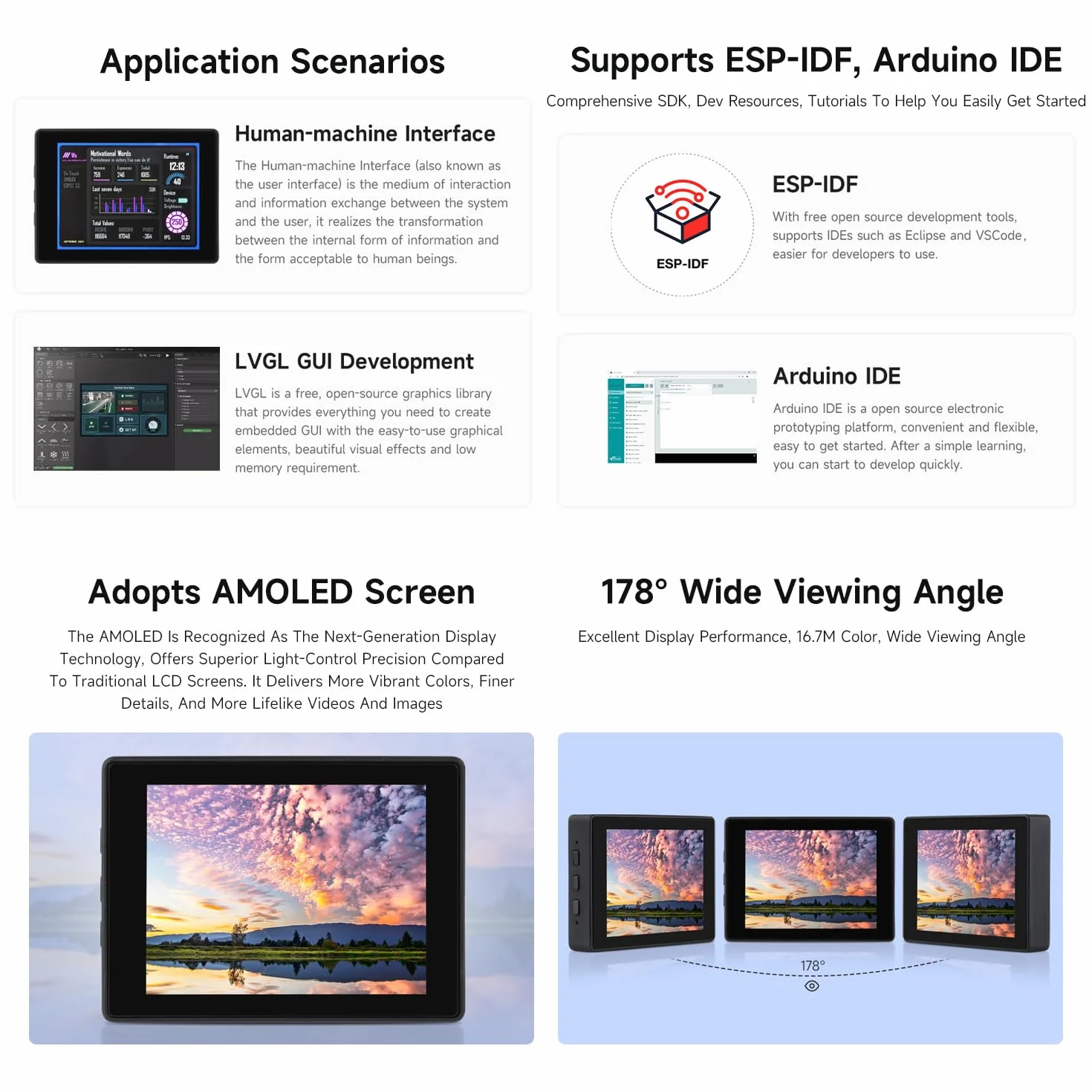 Waveshare ESP32-S3 2.41inch AMOLED Touch Display Development Board, 600x450, 32-Bit LX7 Dual-Core Processor, Onboard Accelerometer And Gyroscope Sensor, ESP32 With Display with Case