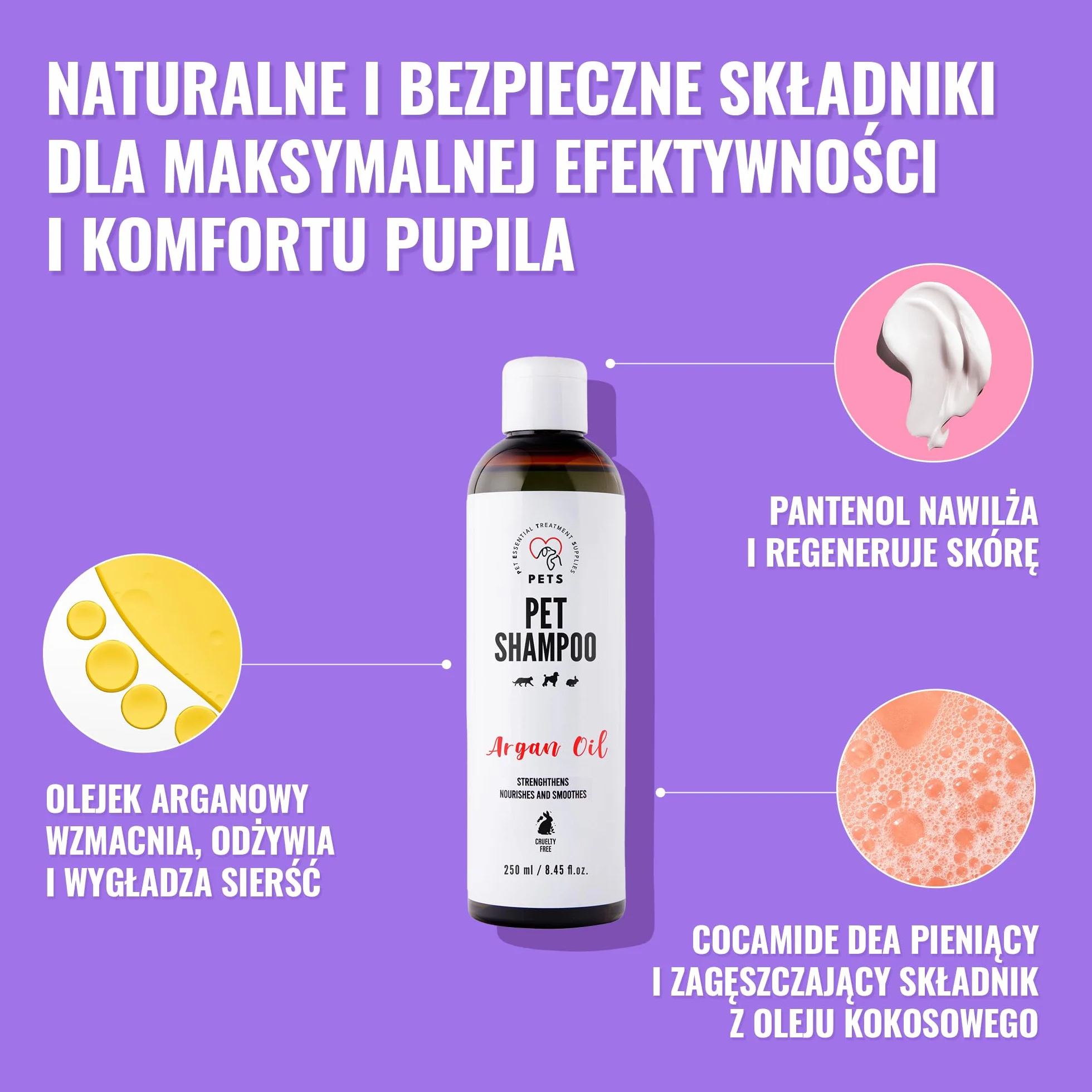 Szampon dla psów z olejem arganowym 250 ml hipoalergiczny wrażliwa skóra