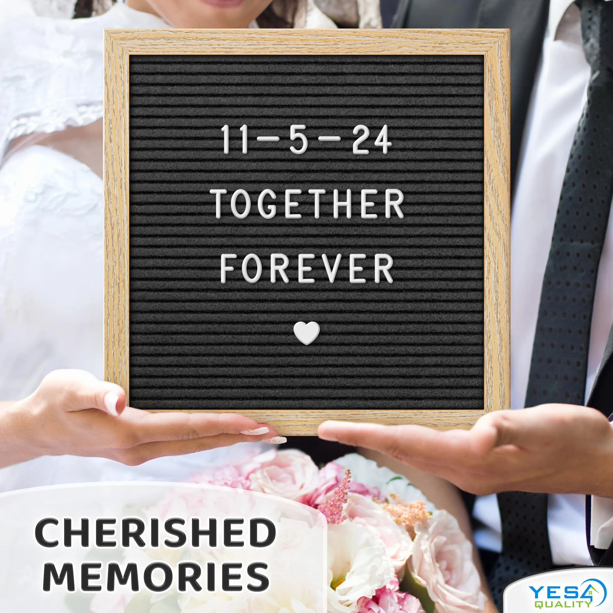 Felt Letter Board 25x25cm Black 170 Letters Numbers Emojis Customisable Message Letterboard Wooden Frame for Home