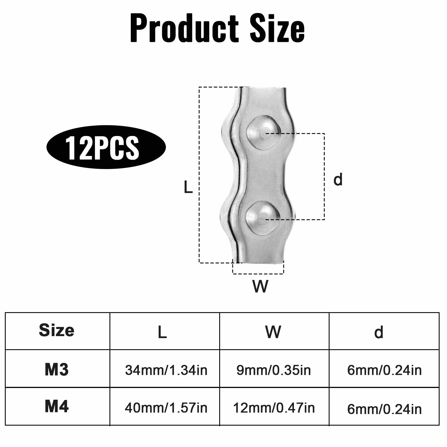 Duplex zacisk linowy M3 ze stali nierdzewnej 304, łącznik do liny 3 mm, napinacz do ogrodzenia