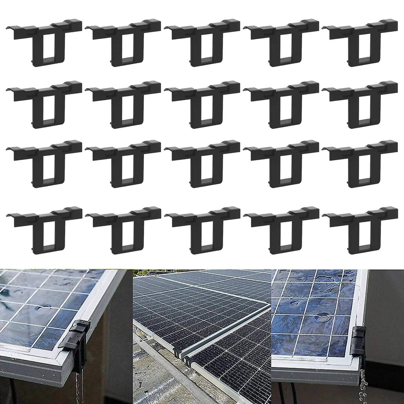 Regulowany zacisk końcowy do paneli słonecznych, czarny, do modułów PV, dachów