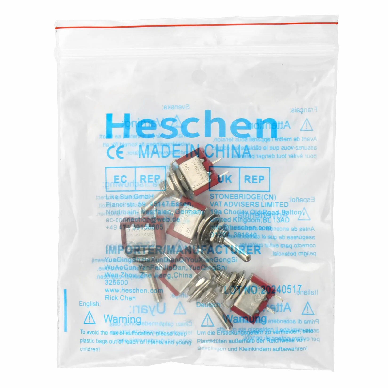 Heschen miniaturowy przełącznik MTS-101 ON-OFF SPDT 2-biegunowy 2A 250V 5A 120V UR 5 szt.