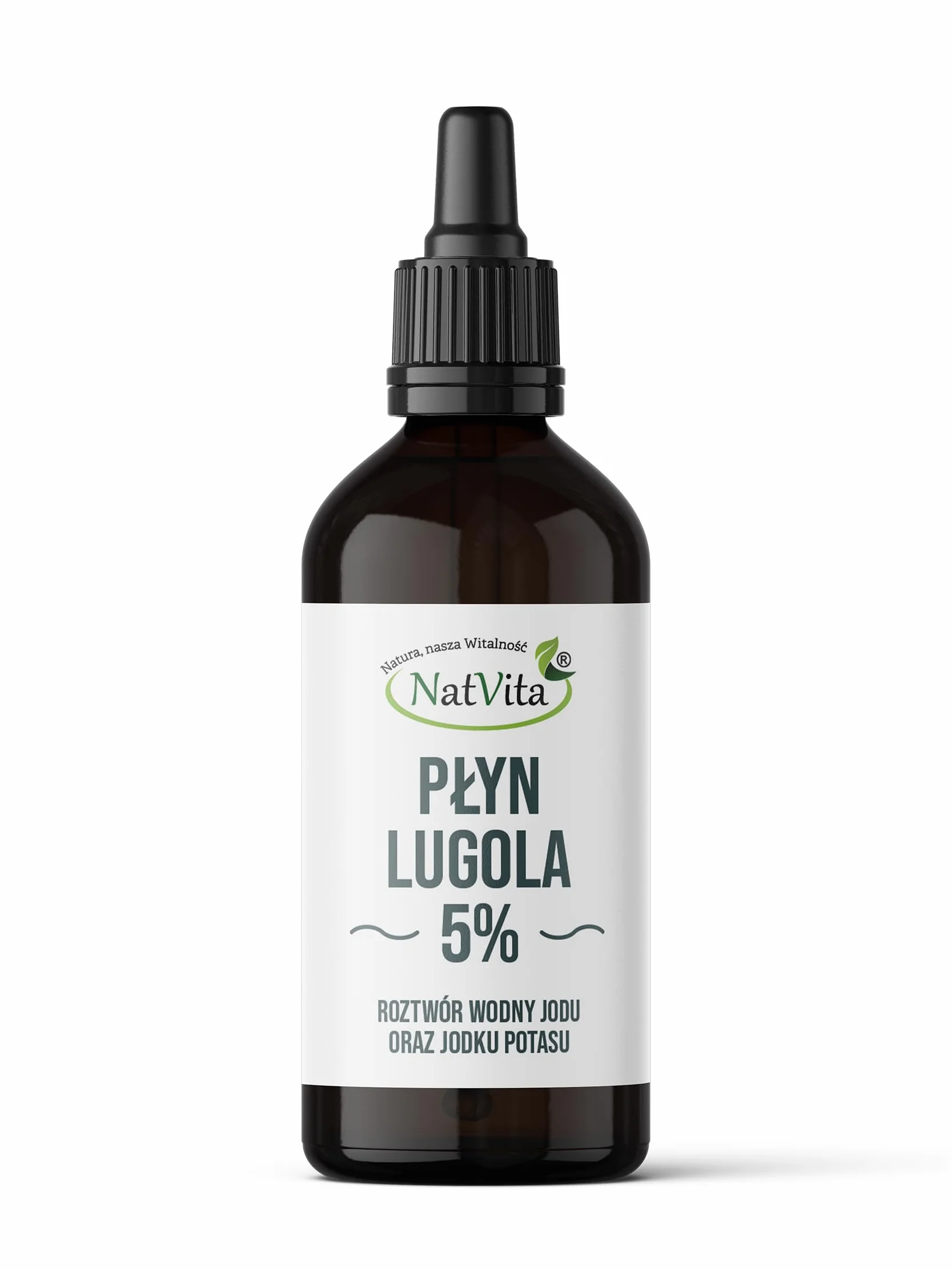 Płyn Lugola 5%, Wodny Roztwór Jodu, 100 ml, Szklana Butelka z Pipetą