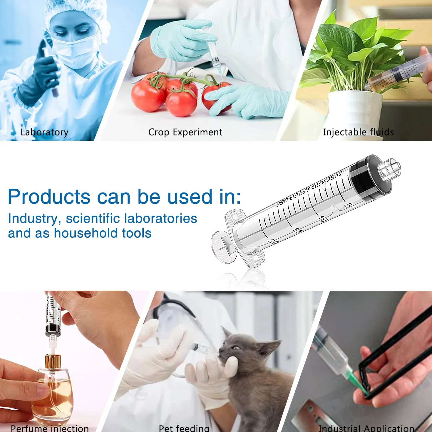 Strzykawka 20ml Luer Lock do Pomiaru Cieczy Laboratorium 10 sztuk