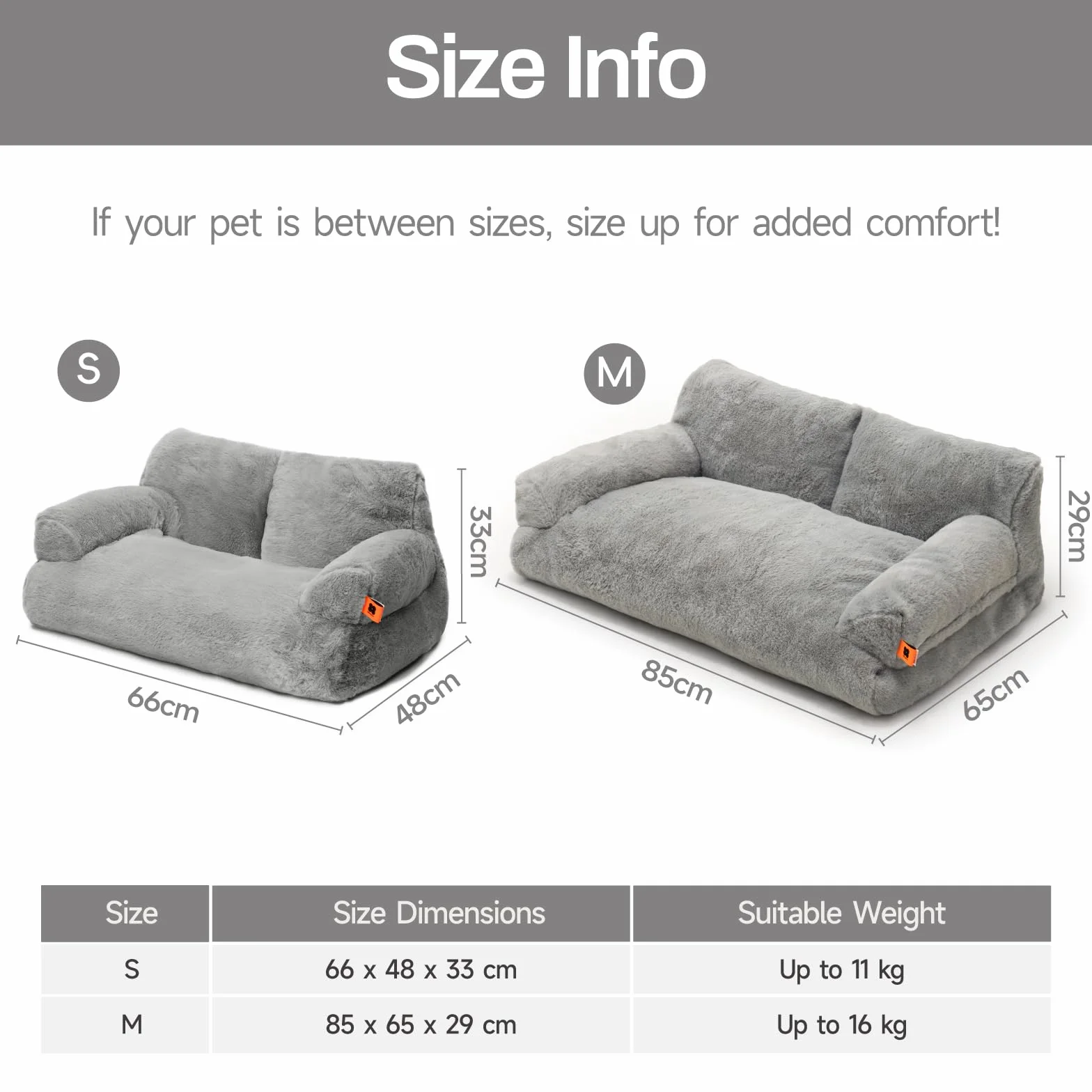 MEWOOFUN Dat Bed Puszysta i miękka sofa dla kota, łóżko-kanapa dla kota dla średnich i małych psów/kotów - urocze legowisko dla zwierząt domowych z antypoślizgowym dnem (szare, L)