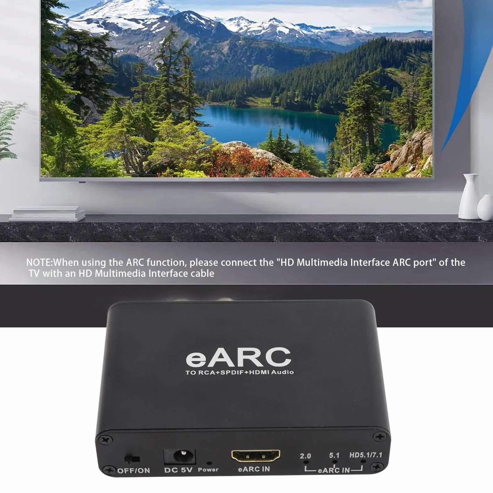 Ekstraktor Dźwięku EARC ARC, Ekstraktor Dźwięku HDMI ARC, Interfejs Multimedialny HD, Wyjście Optyczne 3,5 Mm, Adapter Multimedialny HD do Wzmacniacza Głośników HDTV