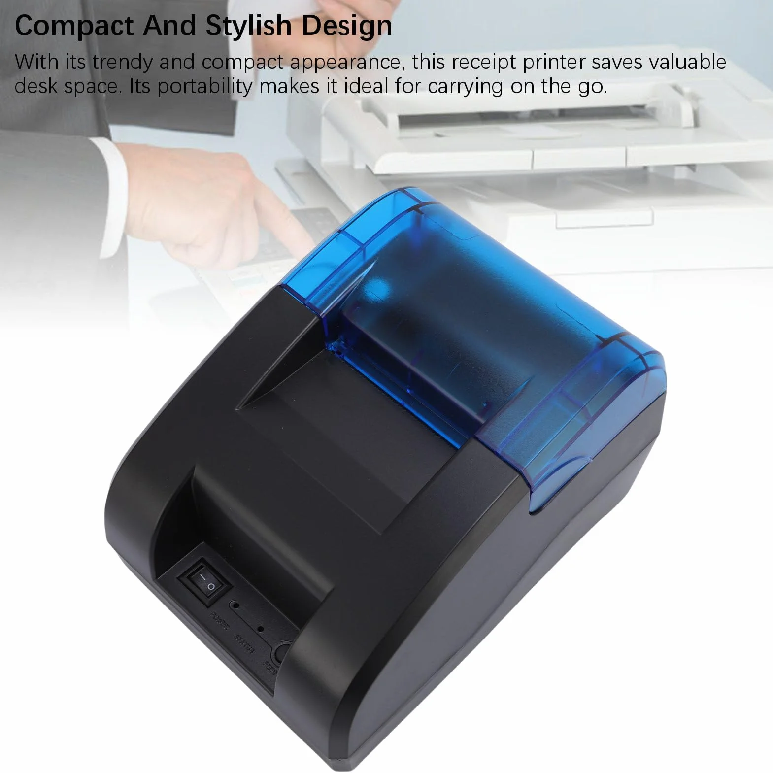 Przenośna Drukarka Termiczna, 58 Mm USB Bluetooth Drukarka Odbioru, Polecenie ESC POS, Użycie z Telefonami i Komputerami, dla Restauracji, na Wynos, Supermarkety