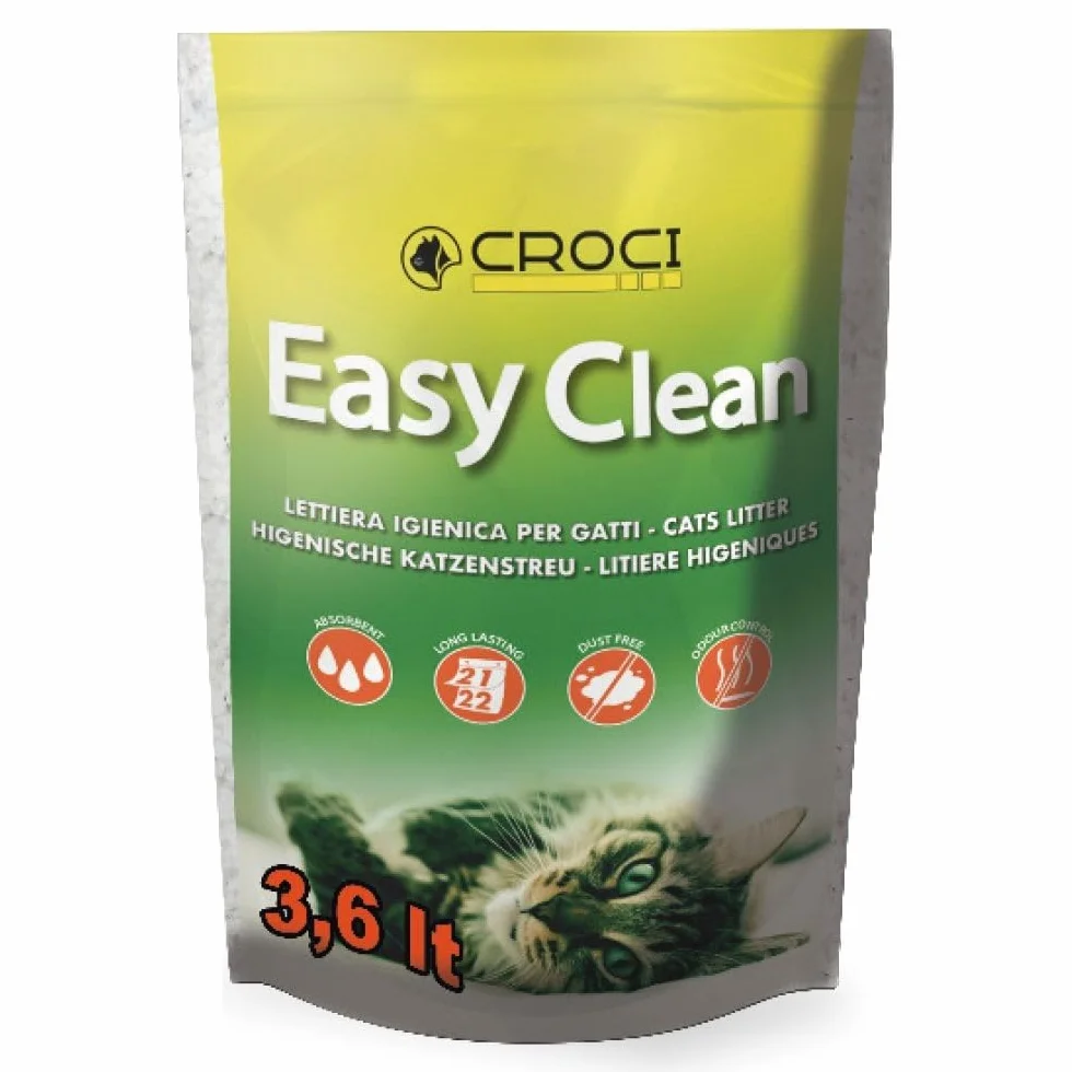 Croci Easy Clean – silikonowa żwirka dla kotów z kryształów silikonowych – wysoka chłonność i łatwa do czyszczenia żwirka dla kotów, 3,6 l