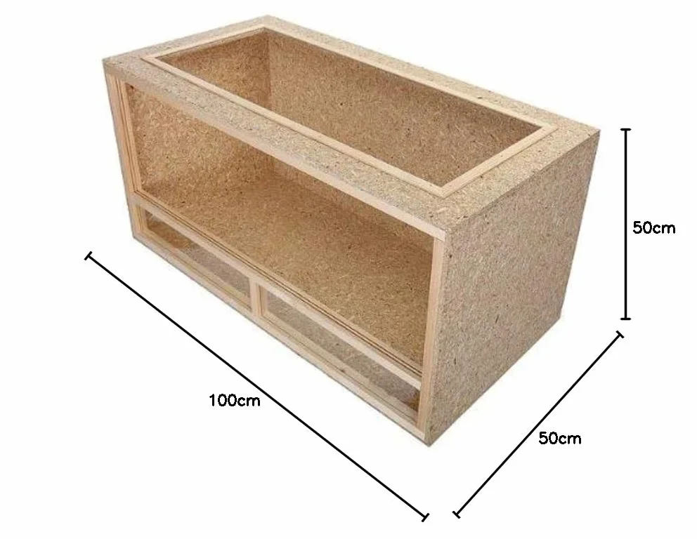 REPITERRA Drewniane terrarium 100 x 50 x 50 cm, dla żółwi, wentylacja powyżej