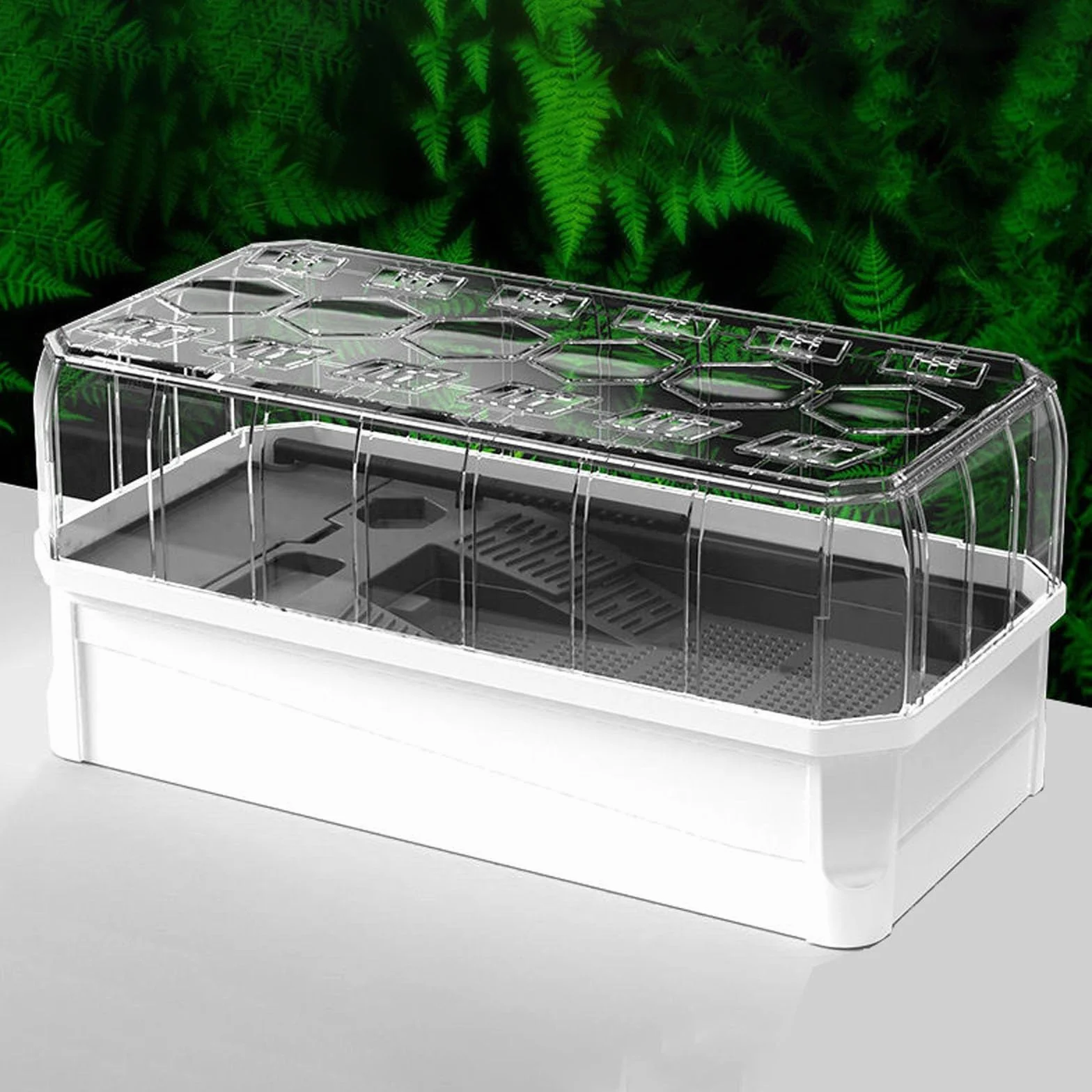 Plastikowe siedlisko żółwia, zestaw startowy do terrarium, z pudełkiem hodowlanym, klatką na pościel żółwia i systemem filtrów prysznicowych, rozmiar M, biały bez światła