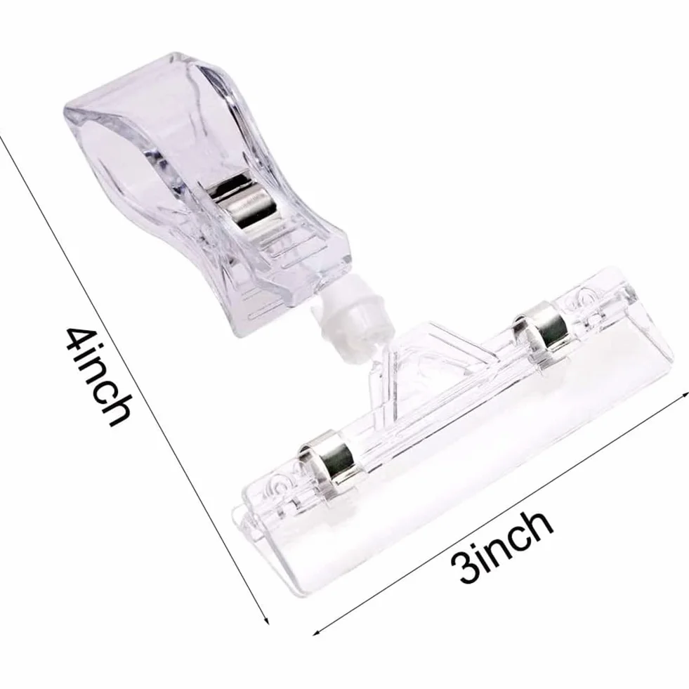 16Pcs Clear Sign Clips Plastic Clip Sign Holder Stand, Swivel Price Clips Clothing Rack Signs Tag Clothing Rack Signs
