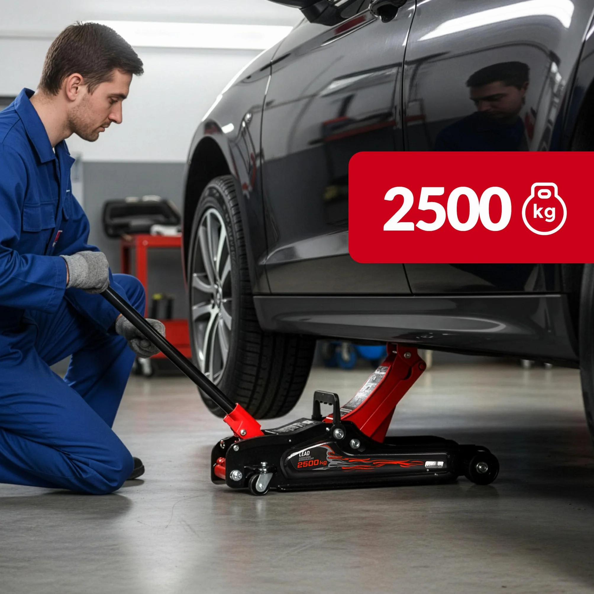 LEHMANN hydrauliczny podnośnik samochodowy 2,5T 85-360mm koła 360°