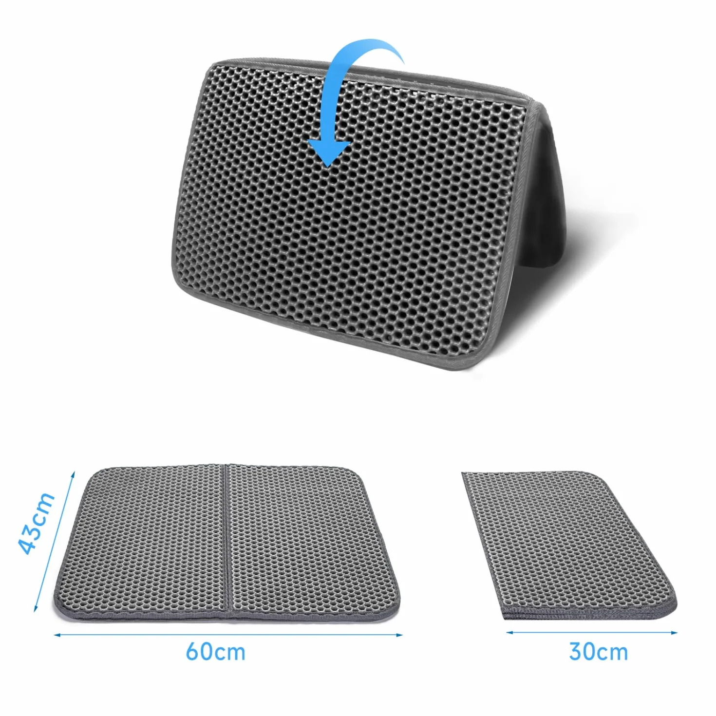 Nobleza - mata pod kuwetę dla kota, mata pod kuwetę dla kota, antypoślizgowa mata pod kuwetę dla kota, składana mata pod kuwetę dla kota, materiał wodoodporny (szary, 60 * 43 cm)