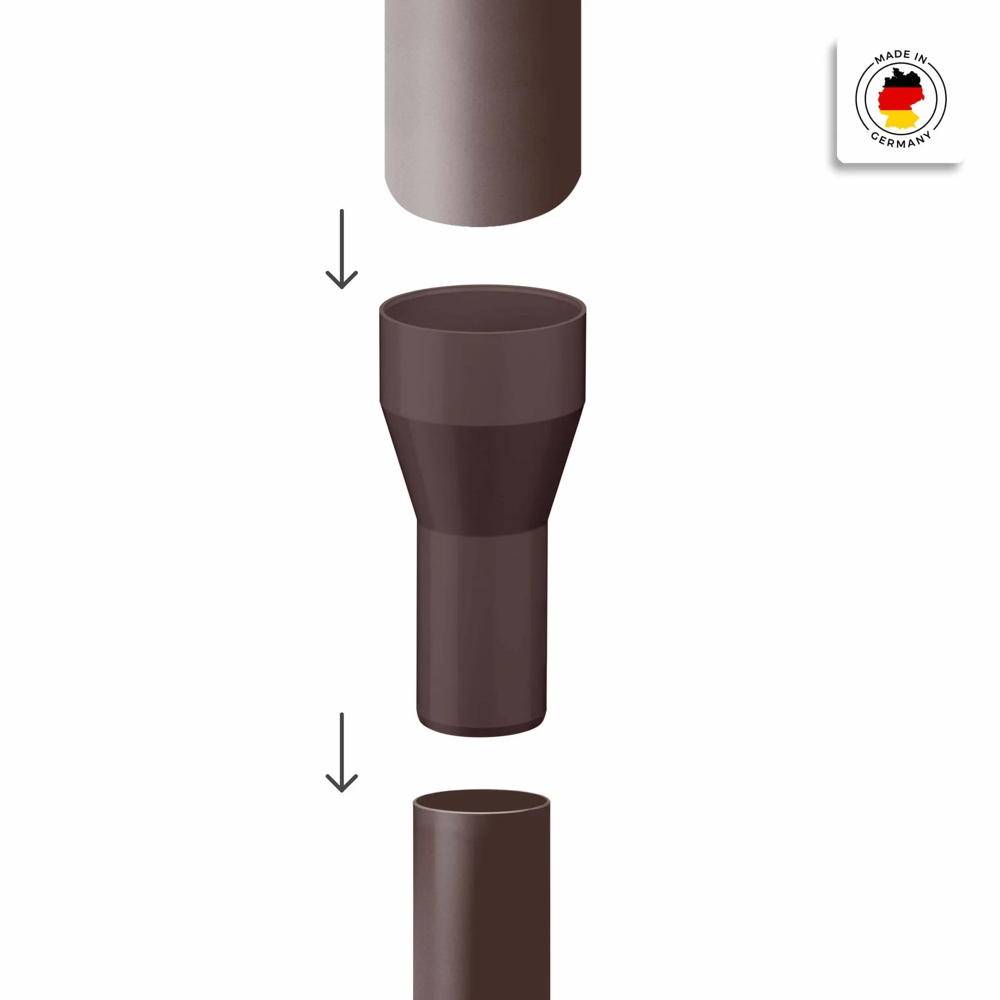 INEFA Reduktor rury spustowej PVC 100/75mm ciemnobrązowy łącznik