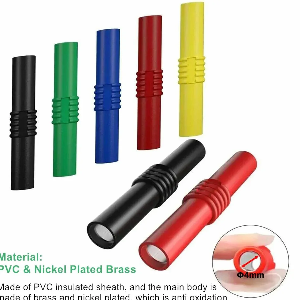 Izolowany łącznik Wtyku Bananowego, 4mm żeńskie do żeńskiego Gniazda Bananowe Złącza Jack Wtyki Bananowe Lutowane do Multimetru Przewody Pomiarowe Końce Sondy Adaptery (5 kolorów)