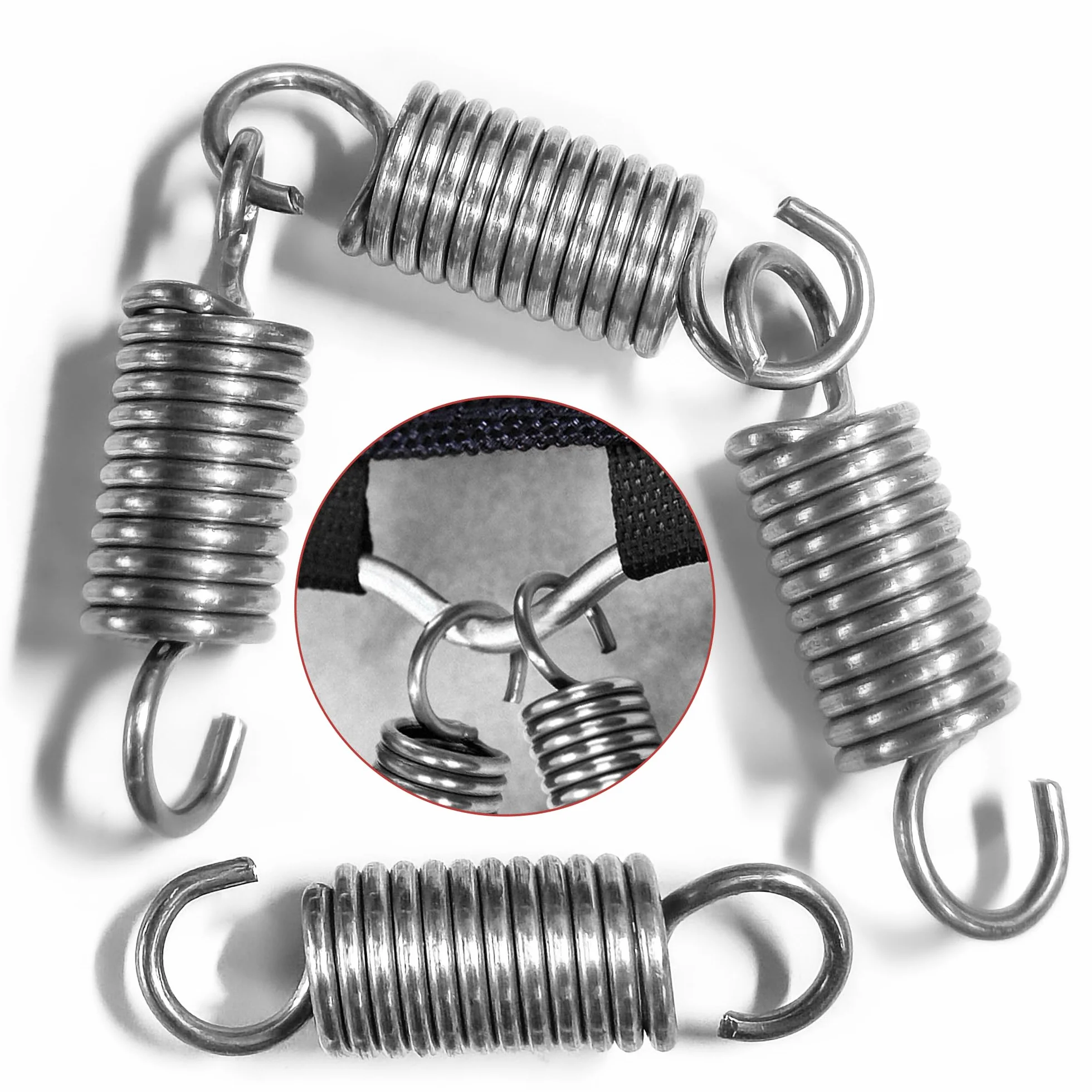 Sprężyny naciągowe ze stali nierdzewnej 50 mm, średnica zewnętrzna 15 mm, drut 2,2 mm, siła 13 kg