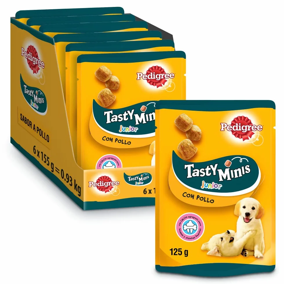 PEDIGREE Nagrody dla psów szczeniąt smaczne minis dla szczeniąt, smak kurczaka, 125 g (6 sztuk)